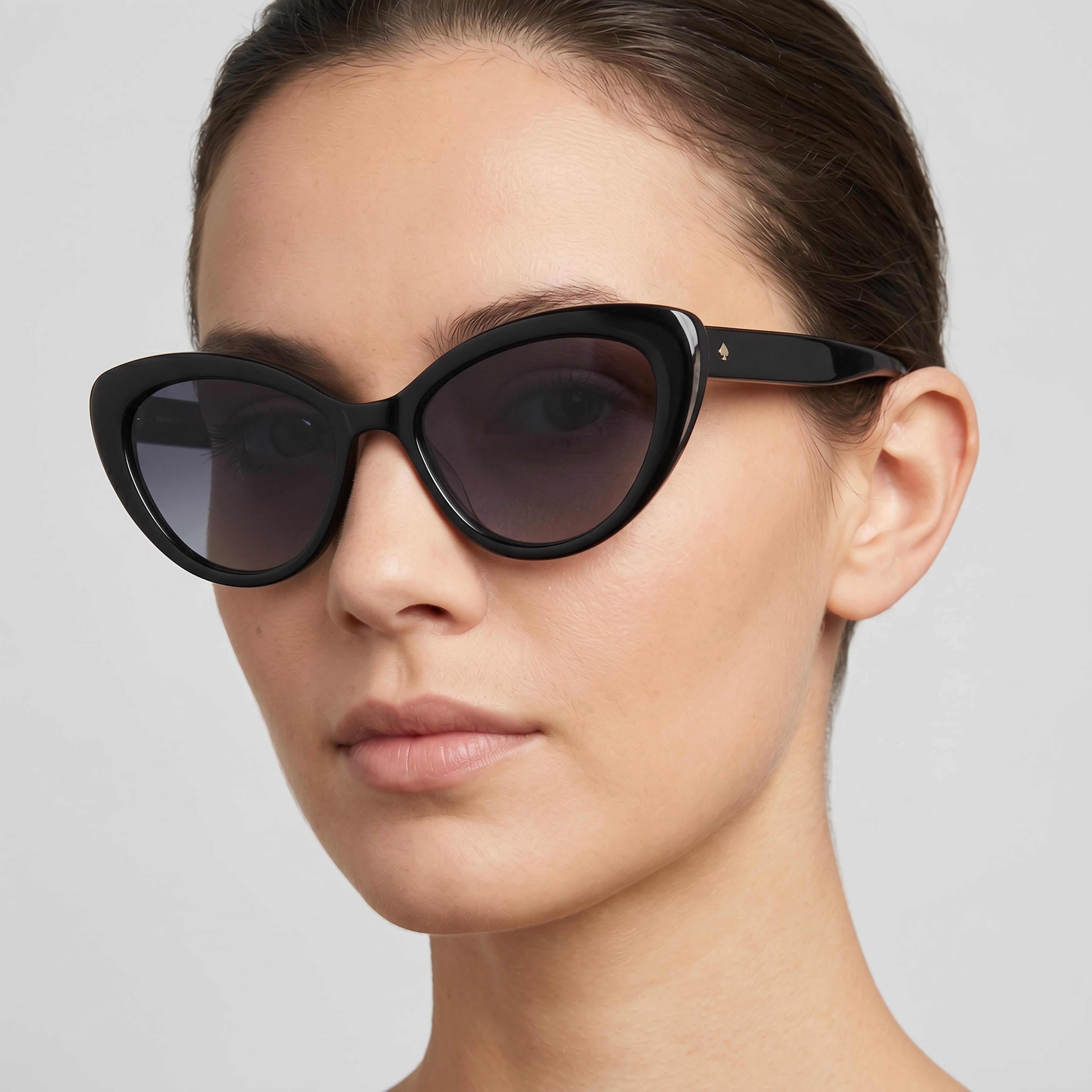 kate spade new york Casual Women's Black Ecological Oil Frame Dark Grey Shaded 100% UV Protection Non-Polarized 53mm Sunglasses, Photo 4