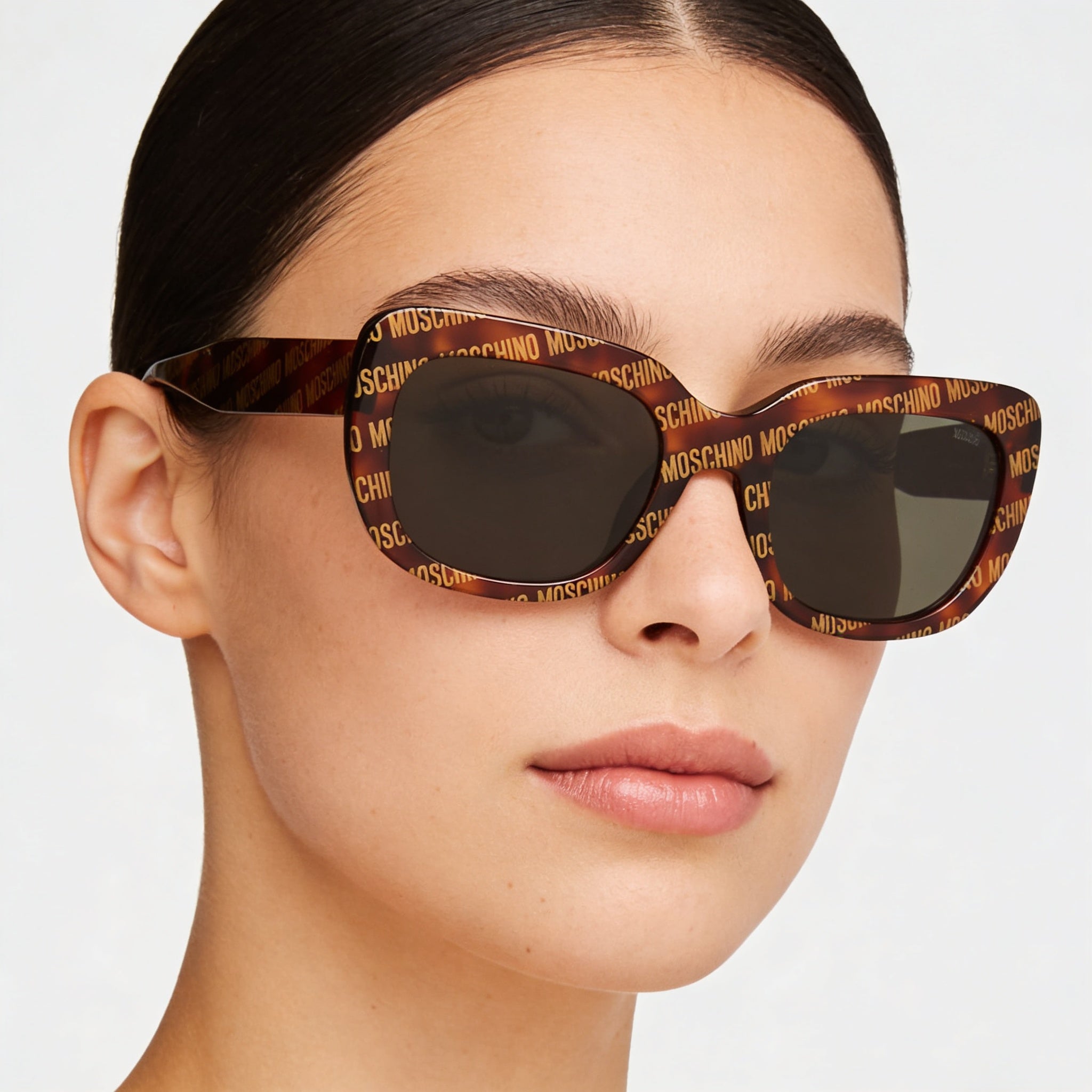 Gafas de sol Moschino MOS132/S para mujer, estilo moderno, montura de acetato Havana, lentes grises, protección UV, 53 mm, Photo 3