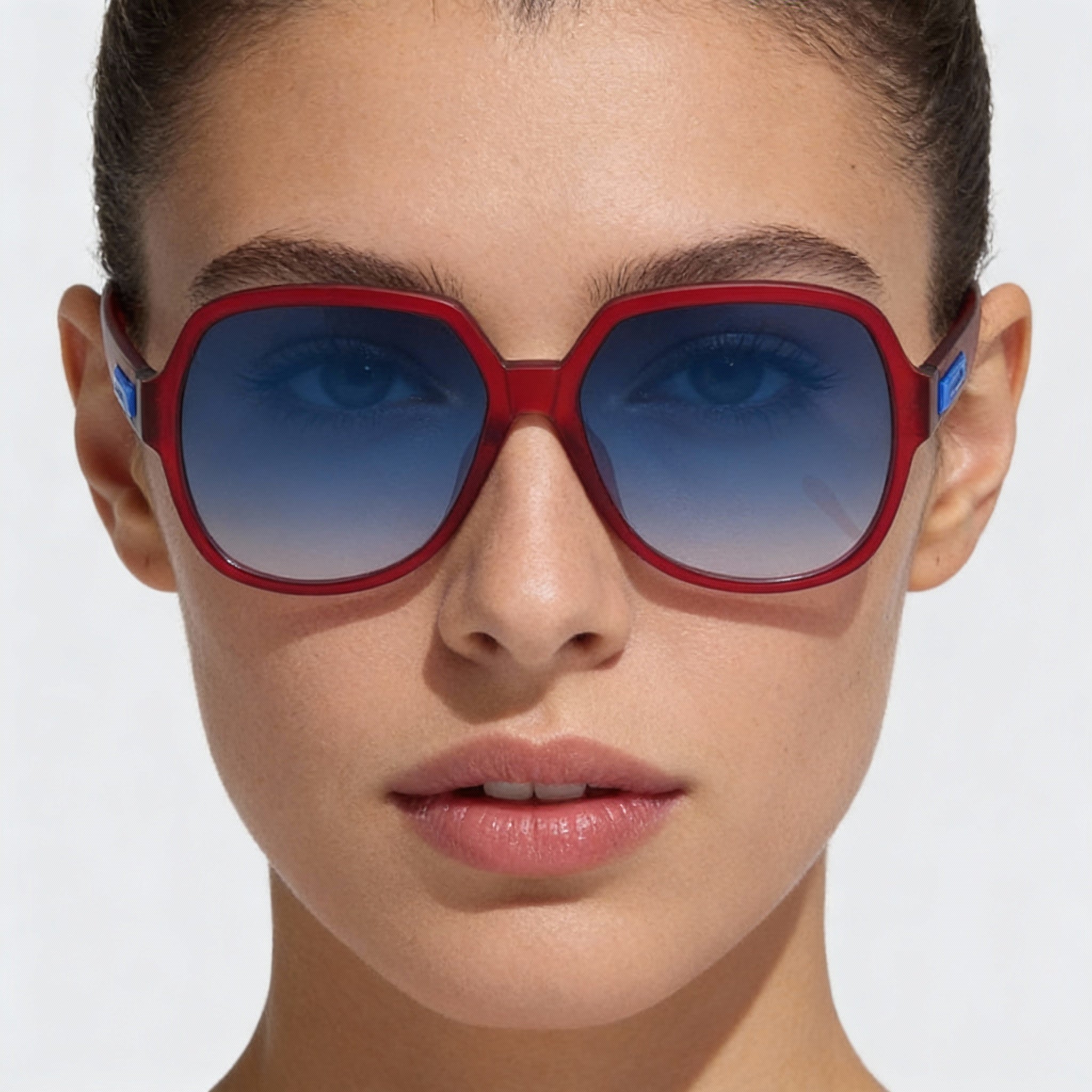 Gafas de sol adidas Contemporaneo para mujer, transparentes, rojas, de acetato, cuadradas, con degradado azul y protección UV, talla 57, Photo 4