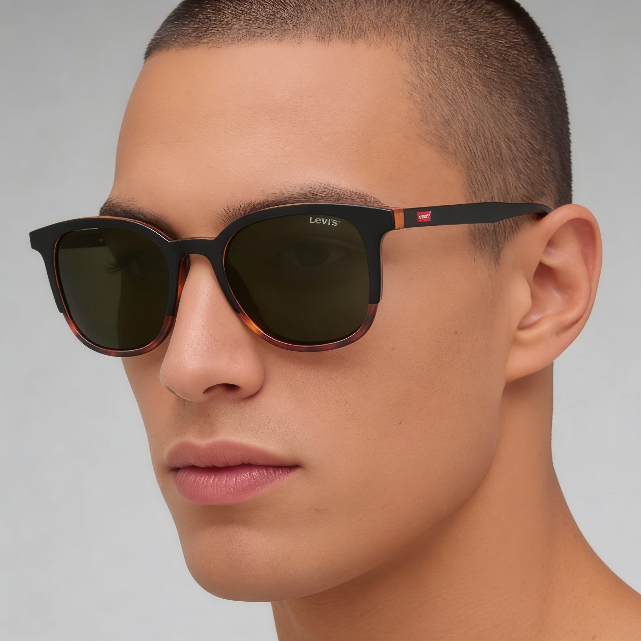 LEVI'S Modern Men's Black Havana Eco Polyamide Frame UV Protection Non-Polarized Sunglasses 52-20-145mm, Photo 5