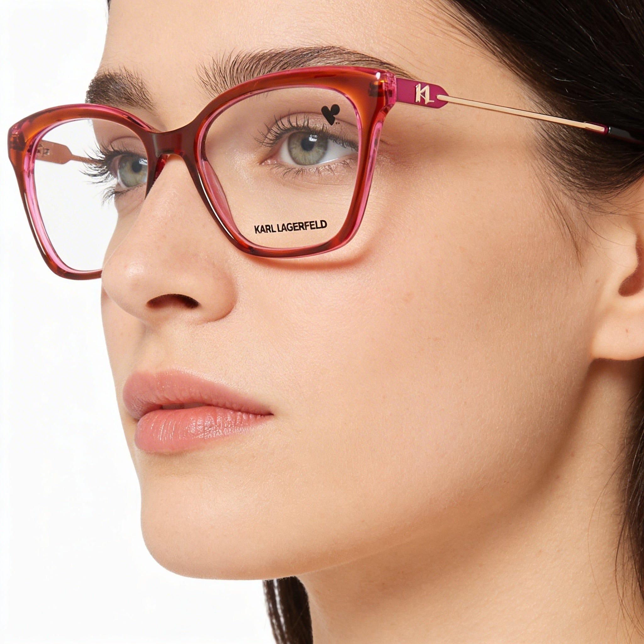 Karl Lagerfeld Modern Women's Eyewear, Acetate Frame in Brown Rose, Brown Rose Lenses, 54mm Lens Width, Photo 3