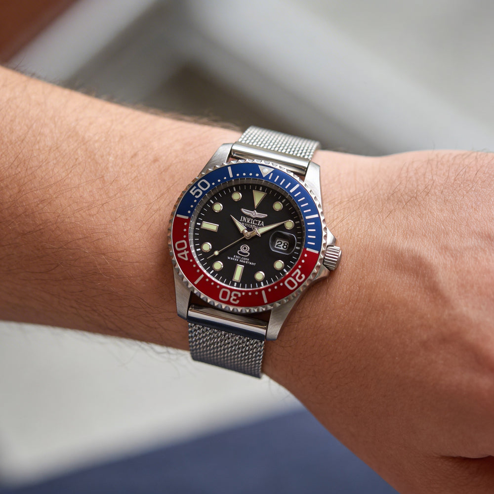 Invicta Pro Diver 48215 Unisex Silver Stainless Steel Case Black Dial Quartz 20 Bar Water Resistant 42mm Watch