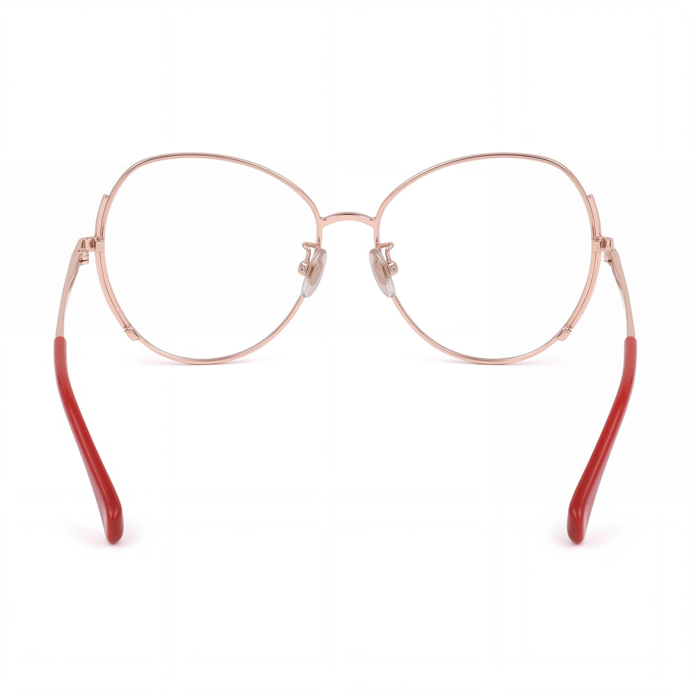 MaxMara MM5001-H Women's Full Rim Oval Metal Eyeglasses Shiny Rose Gold Frame Clear Lens 57mm