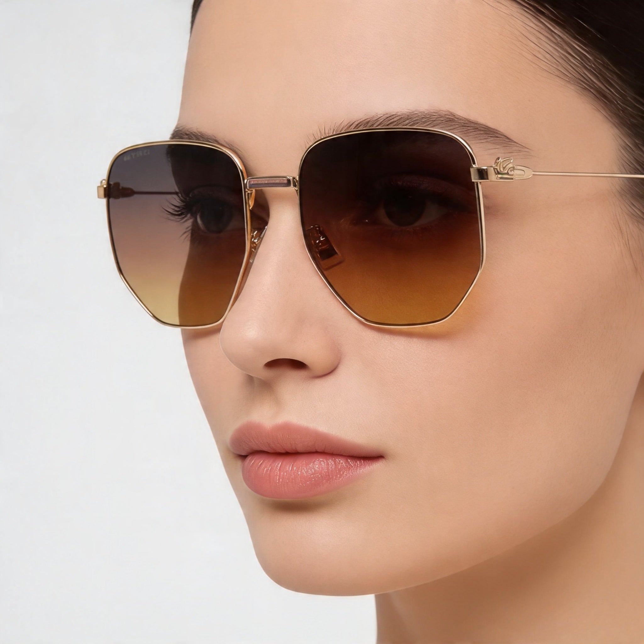 Etro Gafas de sol casual para mujer con montura de metal oro rosa y lentes burdeos anaranjadas de 60 mm, Photo 4
