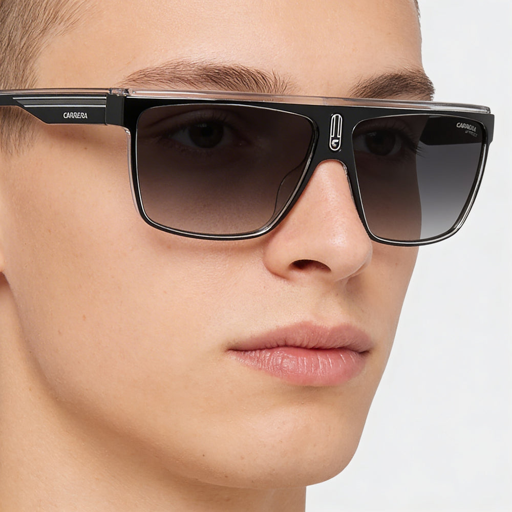 Carrera Carrera 22/N Unisex Black White Grey Shaded Polyamide Non-Polarized UV Protection Sunglasses 63mm