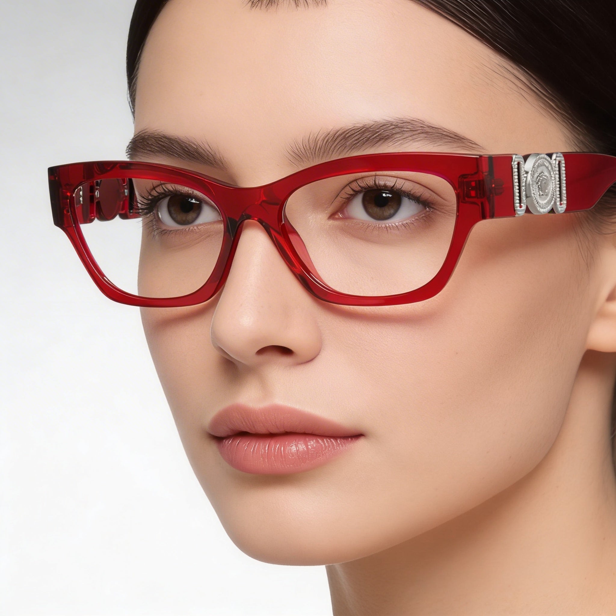 Gafas de sol Versace Ve 3367 U para mujer, montura de policarbonato inyectado transparente en rojo, 52 mm, Photo 5