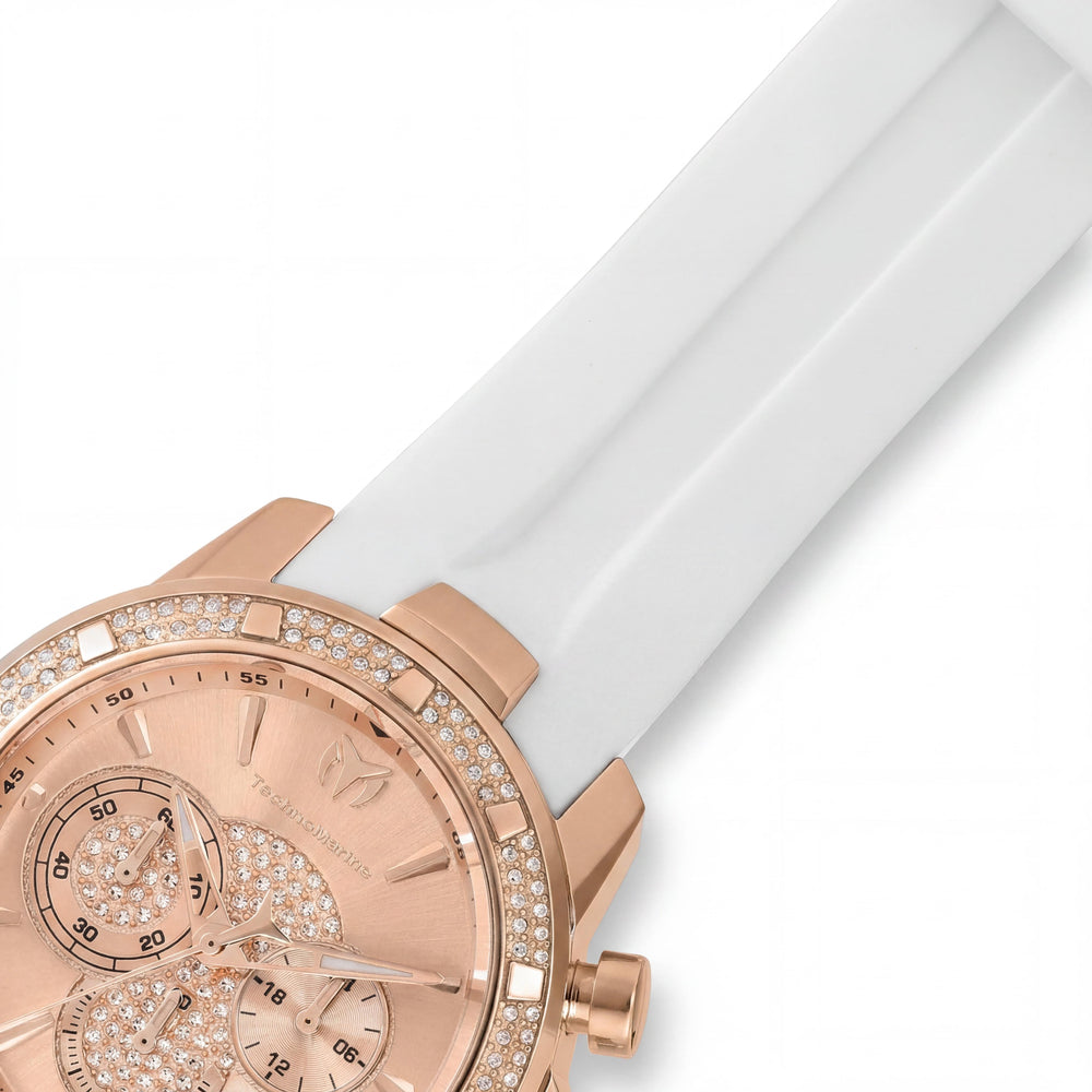 Reloj cronógrafo de cuarzo Technomarine UF6 TM-621013 para hombre, 45 mm, correa de silicona y acero inoxidable chapado en oro rosa