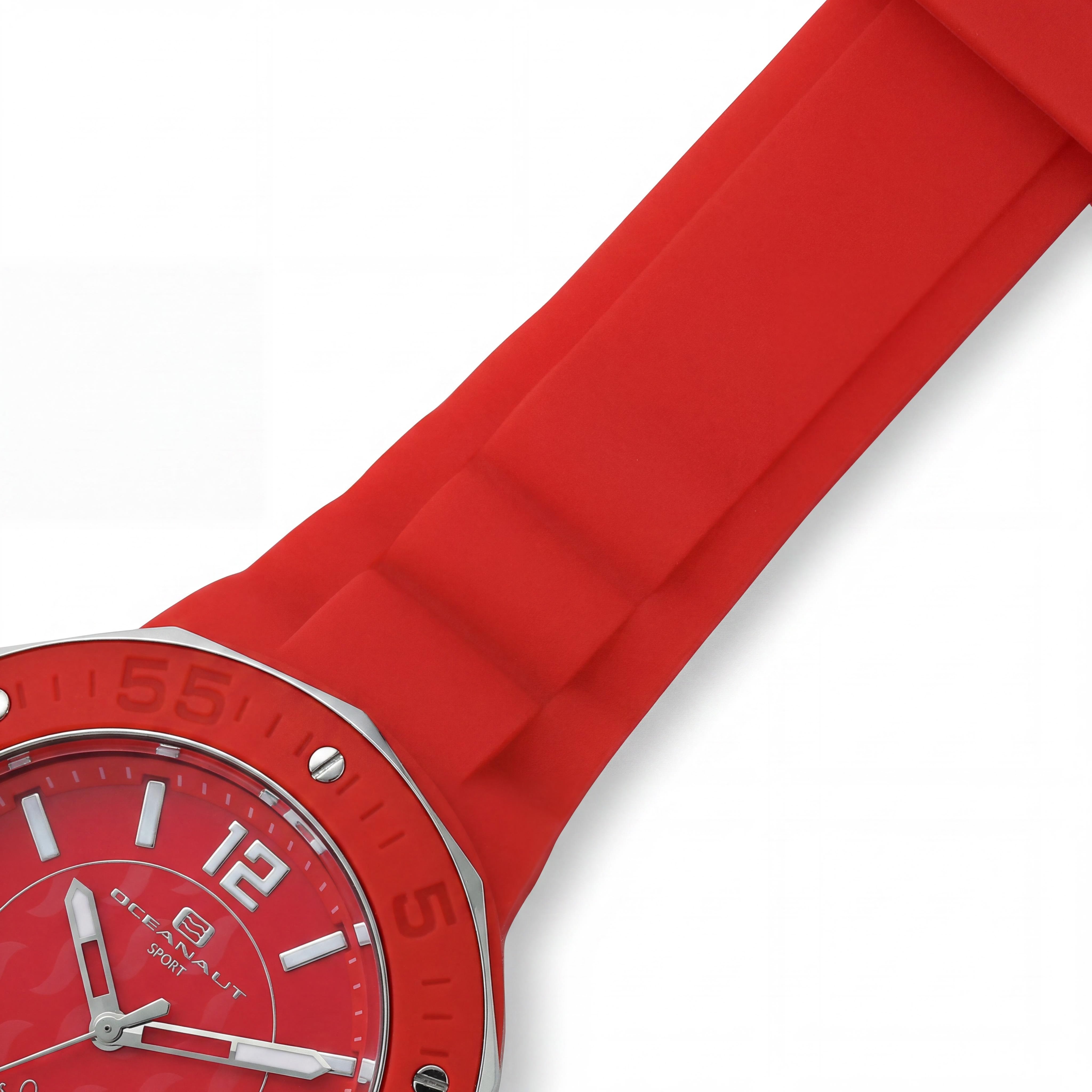 Reloj Oceanaut de cuarzo para mujer, esfera roja, correa de silicona, detalles en oro rosa, resistente a los arañazos, resistente al agua, 42 mm, Photo 3