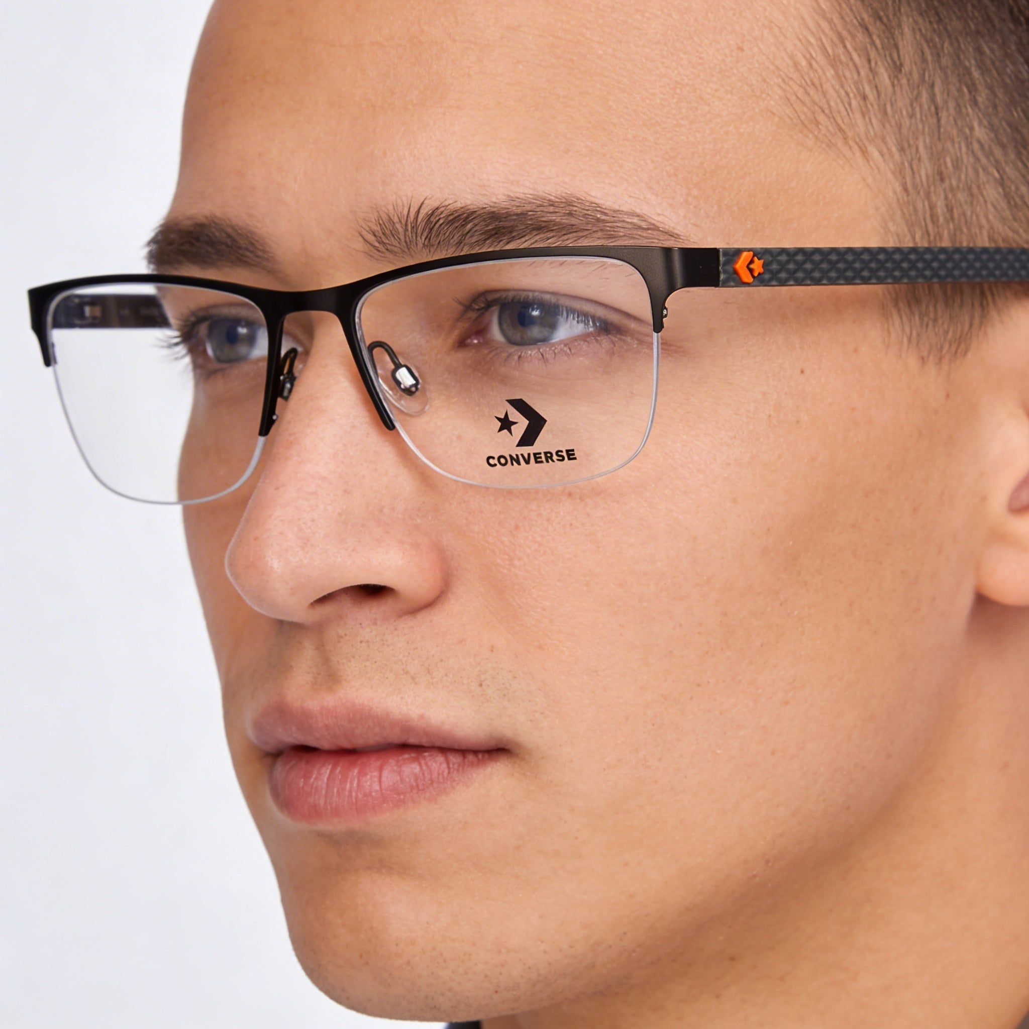 Converse CV3016 Men's Modern Plastic Optical Frames, Satin Gunmetal Polycarbonate Lenses, 55mm, Photo 4