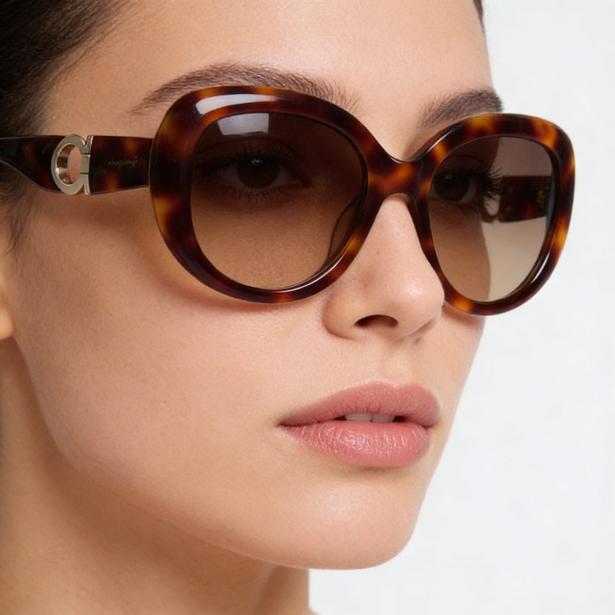Gafas de sol de protección UV de plástico carey con lentes marrones Ferragamo Sf727s 214 para mujer 53mm, Photo 5