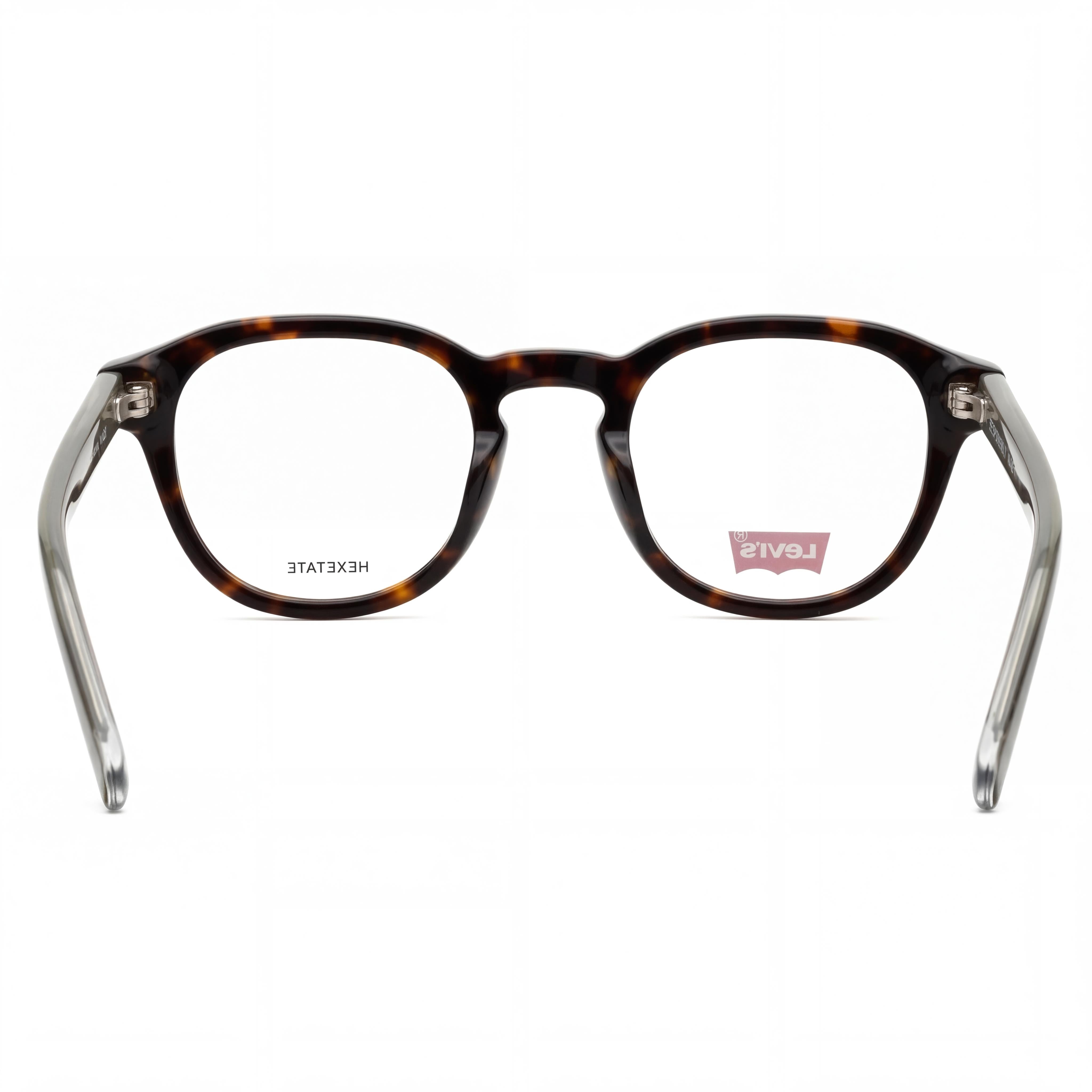 Gafas de acetato Levi's Modern para hombre, diseño Habana, con 48 mm de ancho de lente, 24 mm de ancho de puente y 145 mm de longitud de patilla, Photo 3