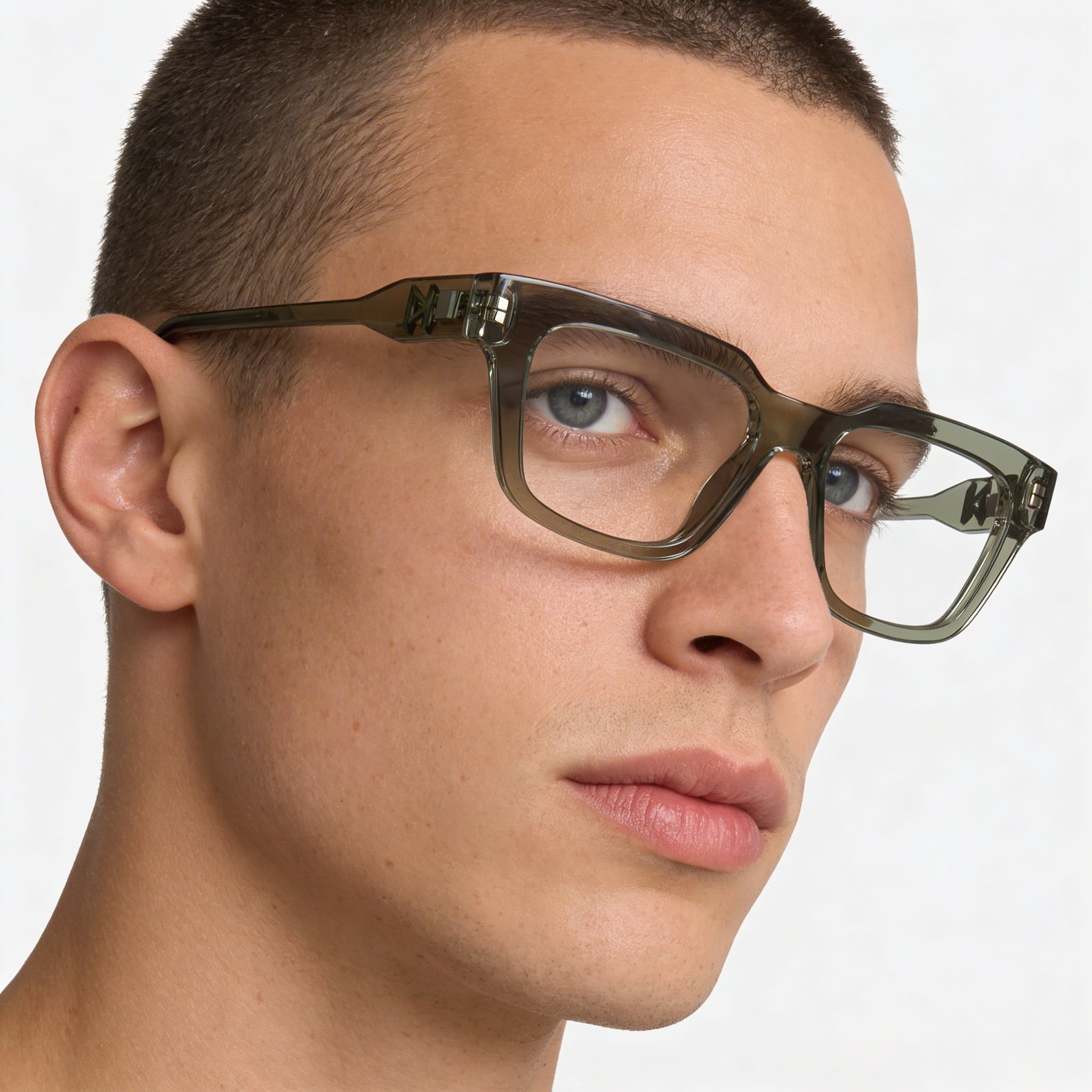 Karl Lagerfeld Men's Modern KL6152 Gafas Inyectadas Color Caqui Claro con Lentes de Policarbonato de 52mm, Photo 4