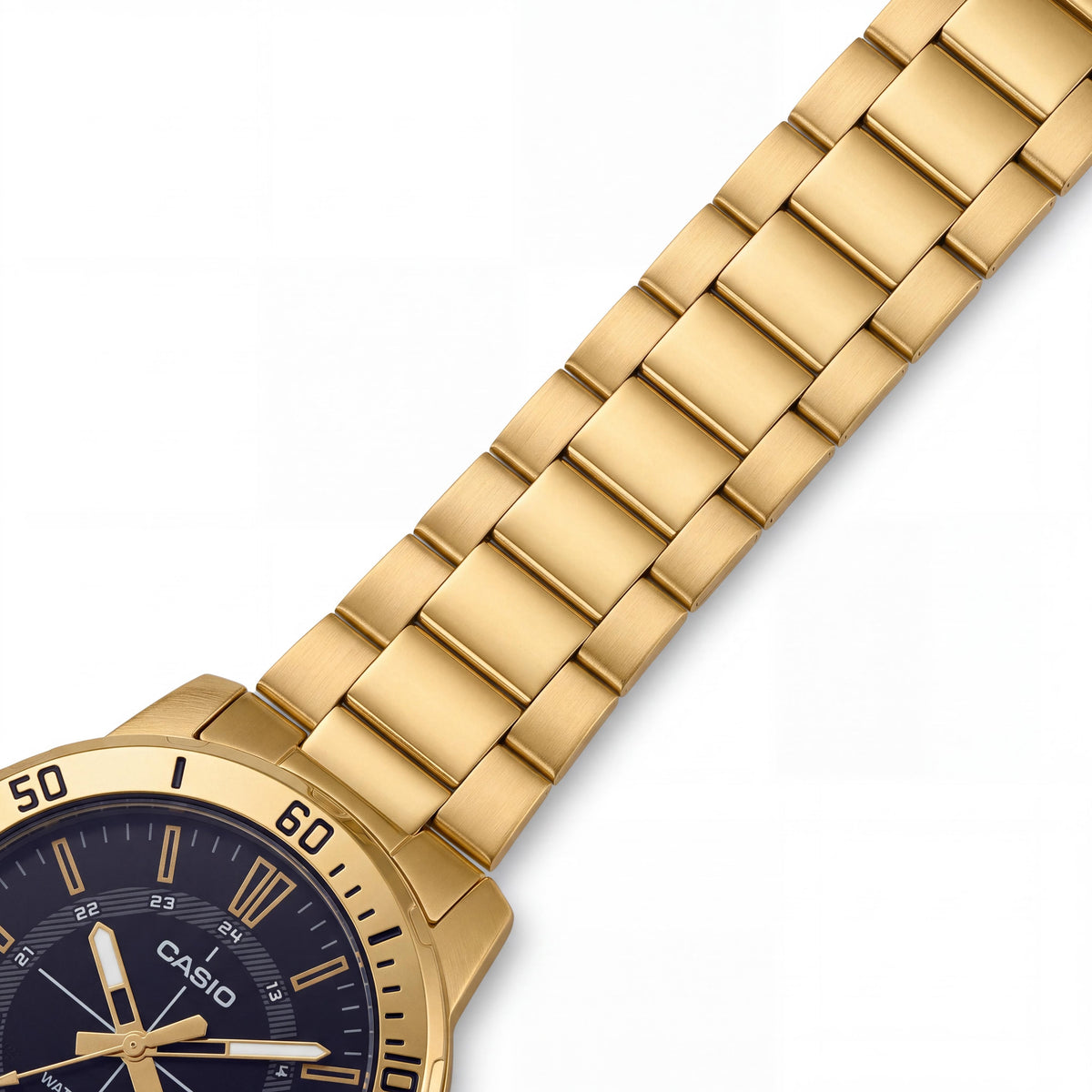 Casio MTP-VD01G-1CVUDF Men's Black Gold Tone Stainless Steel Bracelet Analog Chronograph Watch with Shock Resistance, Photo 2