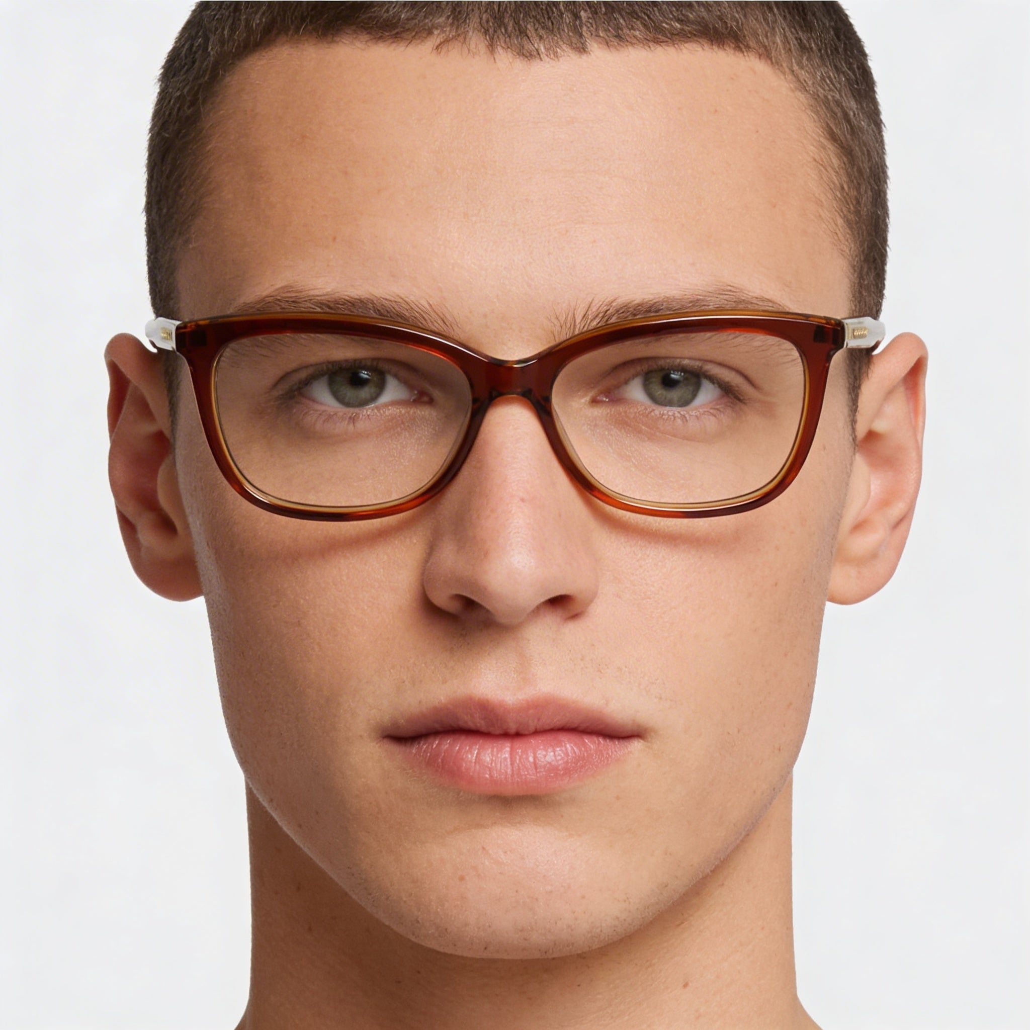Longchamp Modern Men’s Eyewear with Alloy Steel Construction, Featuring Caramel Frame and Polycarbonate Lenses in Caramel, 54mm, Photo 4
