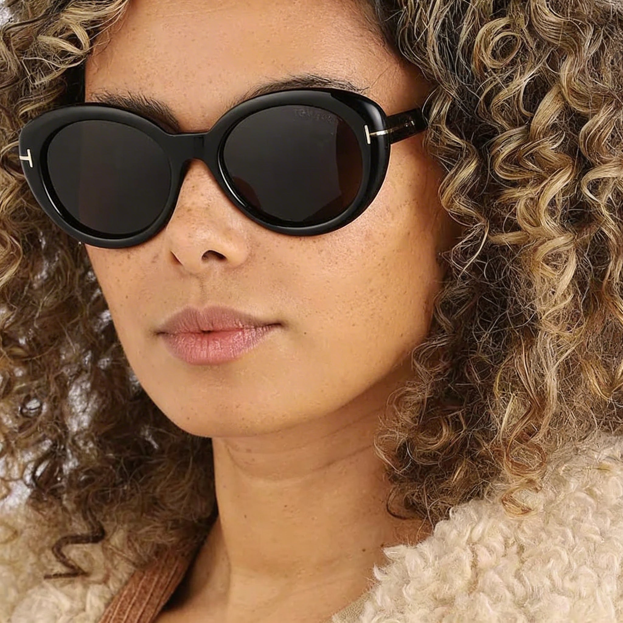 Tom Ford Classic Women's Pantographed Plastic Eyewear, Shiny Black, UV Protected, 55-19-140, Photo 4