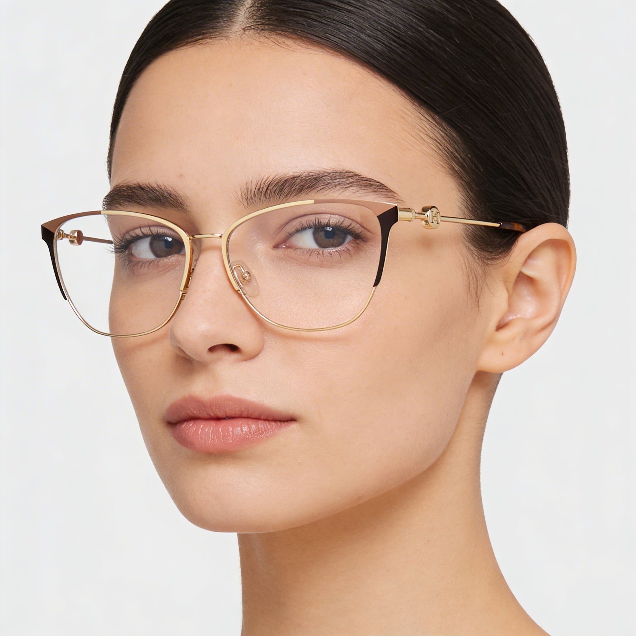 Gafas casuales para mujer Carolina Herrera con montura de acero de aleación dorado-marrón y lentes de policarbonato de 57 mm, Photo 4