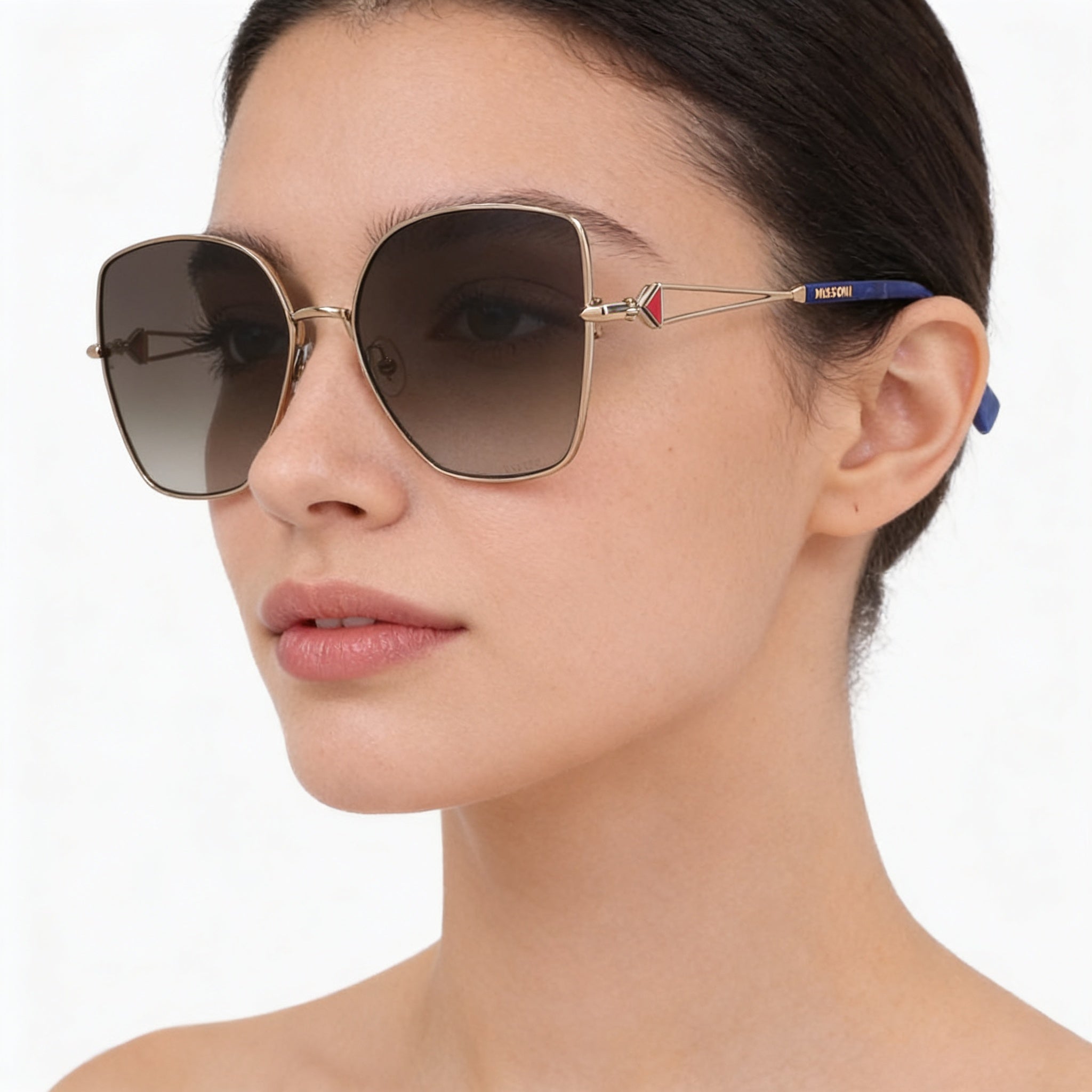 Missoni Modern Women's Sunglasses, Gold Copper Stainless Steel Frame, UV Protection, 59mm Lens, Photo 4