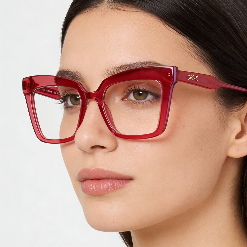 Gafas de sol Karl Lagerfeld Modern para mujer con montura inyectada color cereza, lentes de policarbonato, 51 mm de ancho de lente