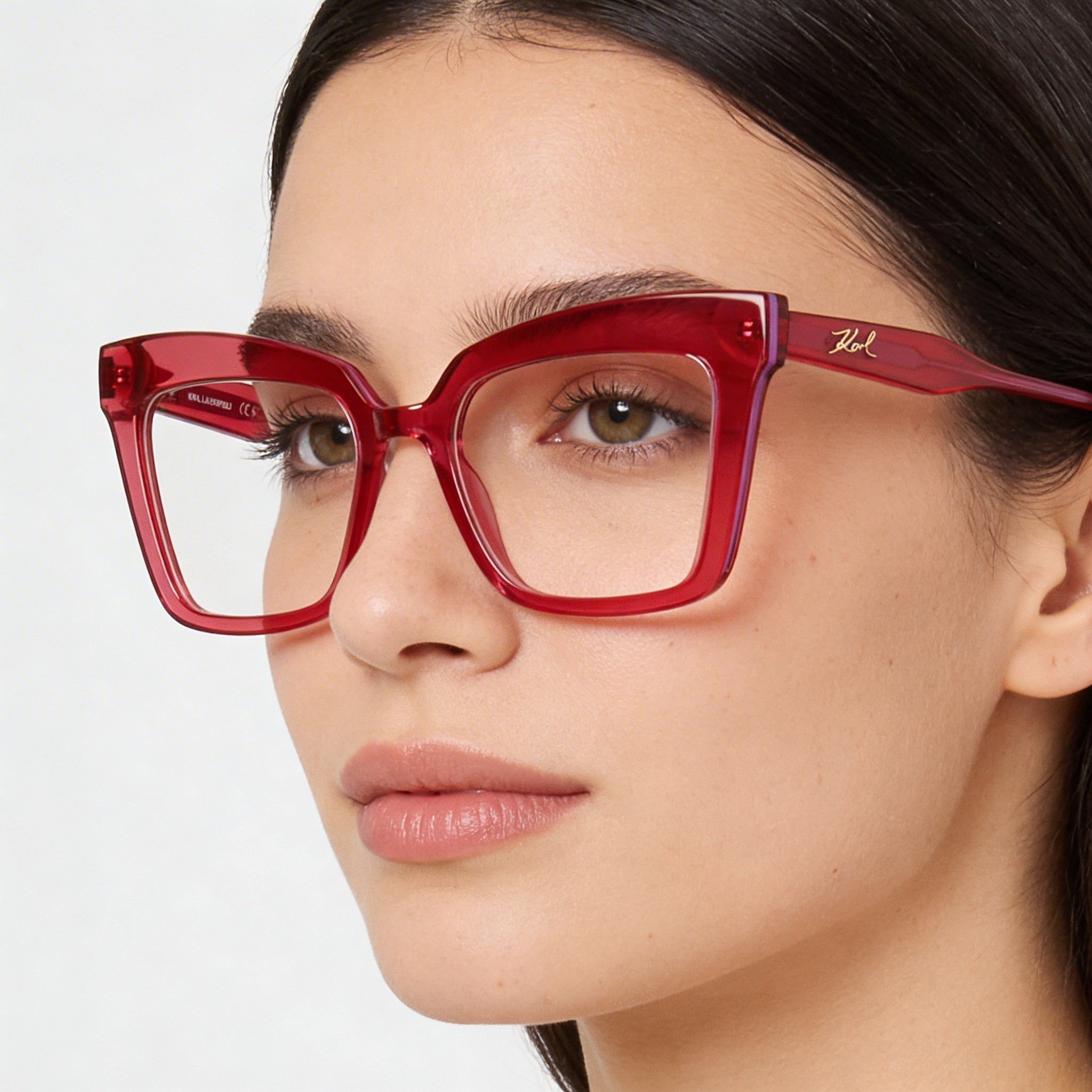 Karl Lagerfeld Modern Women's Cherry Iniettato Frame Sunglasses, Polycarbonate Lenses, 51mm Lens Width, Photo 2