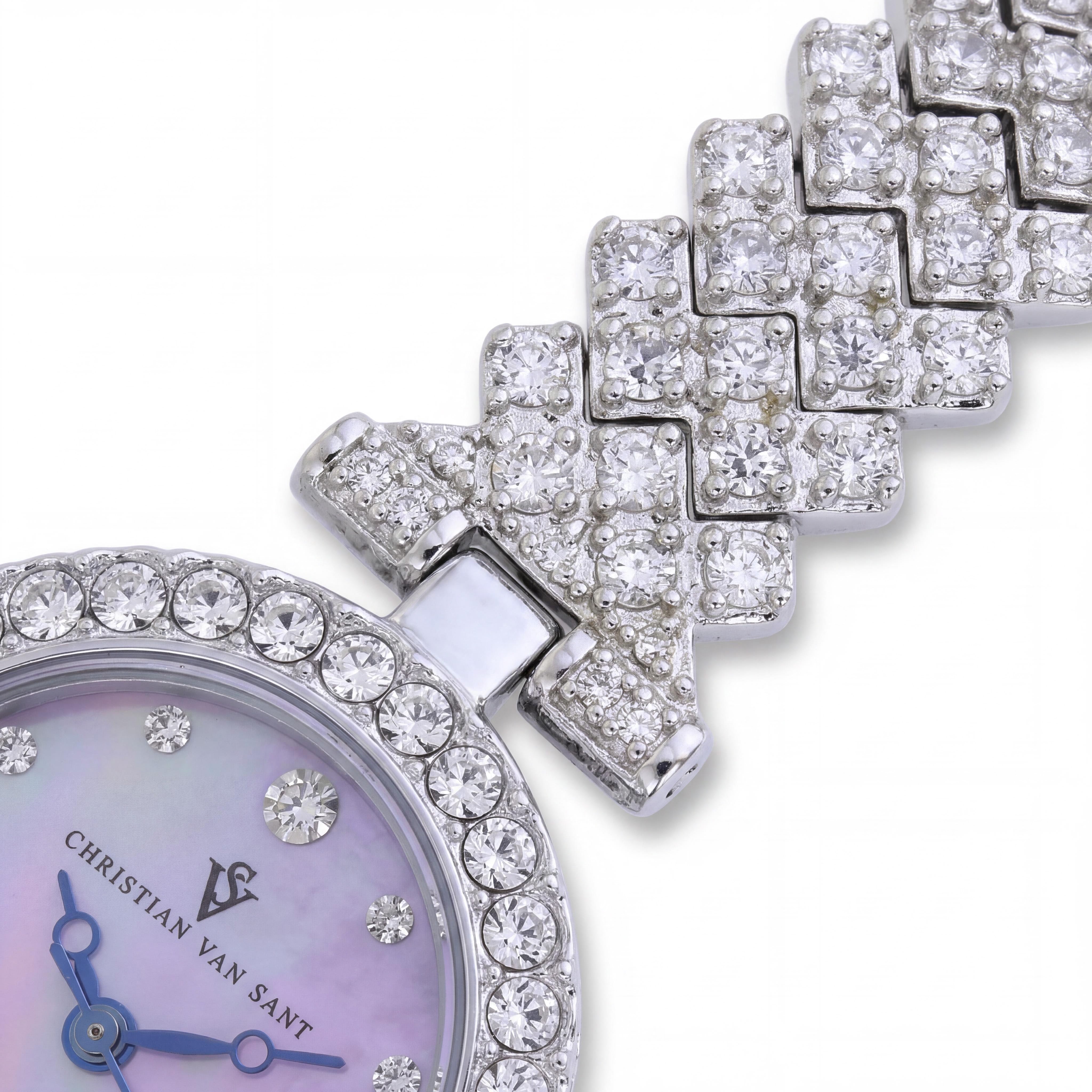 Reloj Christian Van Sant CV2951 de acero inoxidable plateado para mujer con esfera rosa, movimiento de cuarzo, resistente al agua hasta 3 ATM, Photo 3