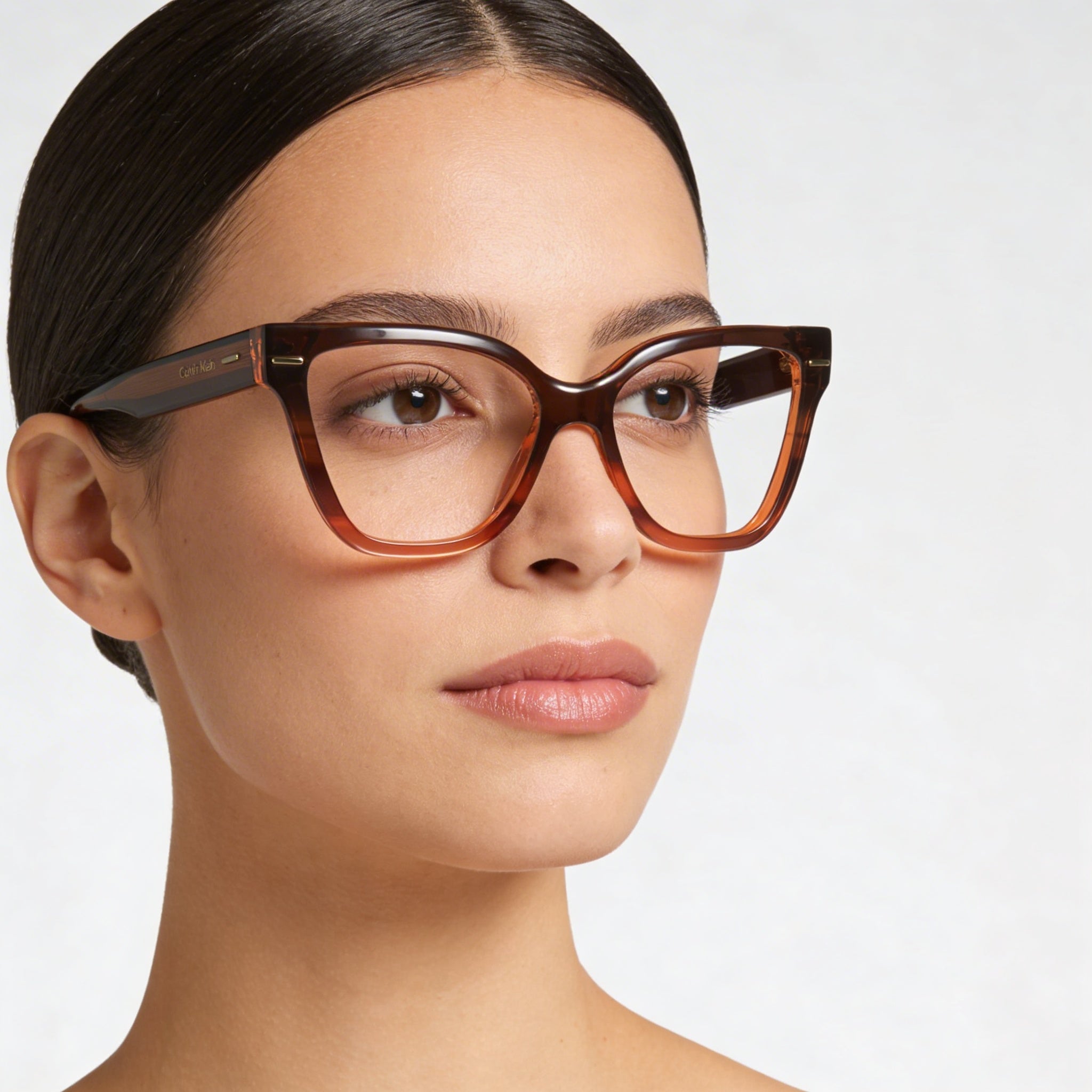 Calvin Klein Women's Modern Acetate Frame Polycarbonate Lens Sunglasses in Striped Brown, 54mm, Photo 4