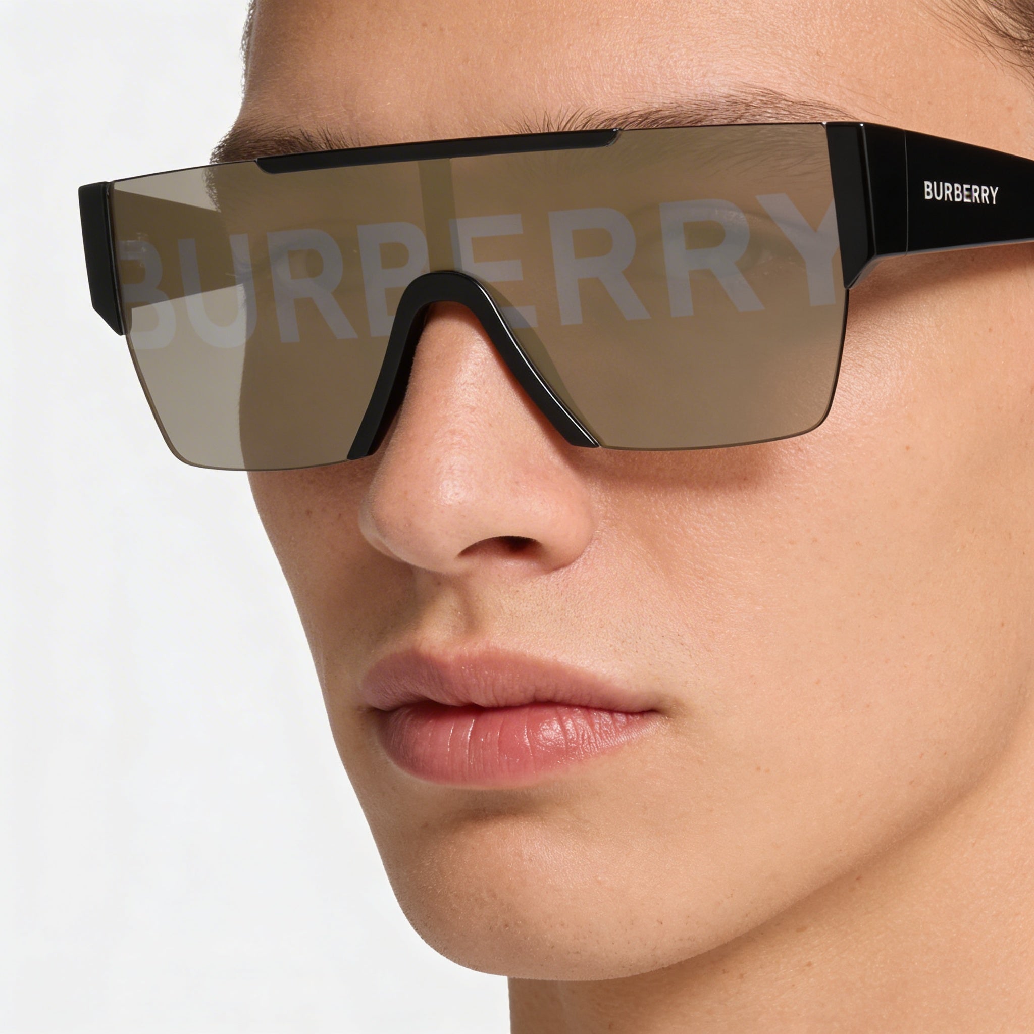 Gafas de sol Burberry BE4291 unisex con montura ligera de plástico negro, espejo dorado y protección UV 38-138-140, Photo 4