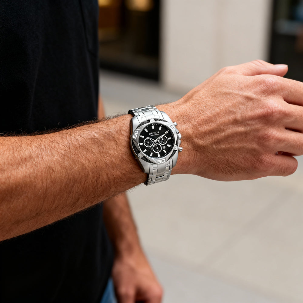 Reloj Invicta Bolt 34118 para hombre, cronógrafo de cuarzo, acero inoxidable plateado, esfera gris, 50 mm