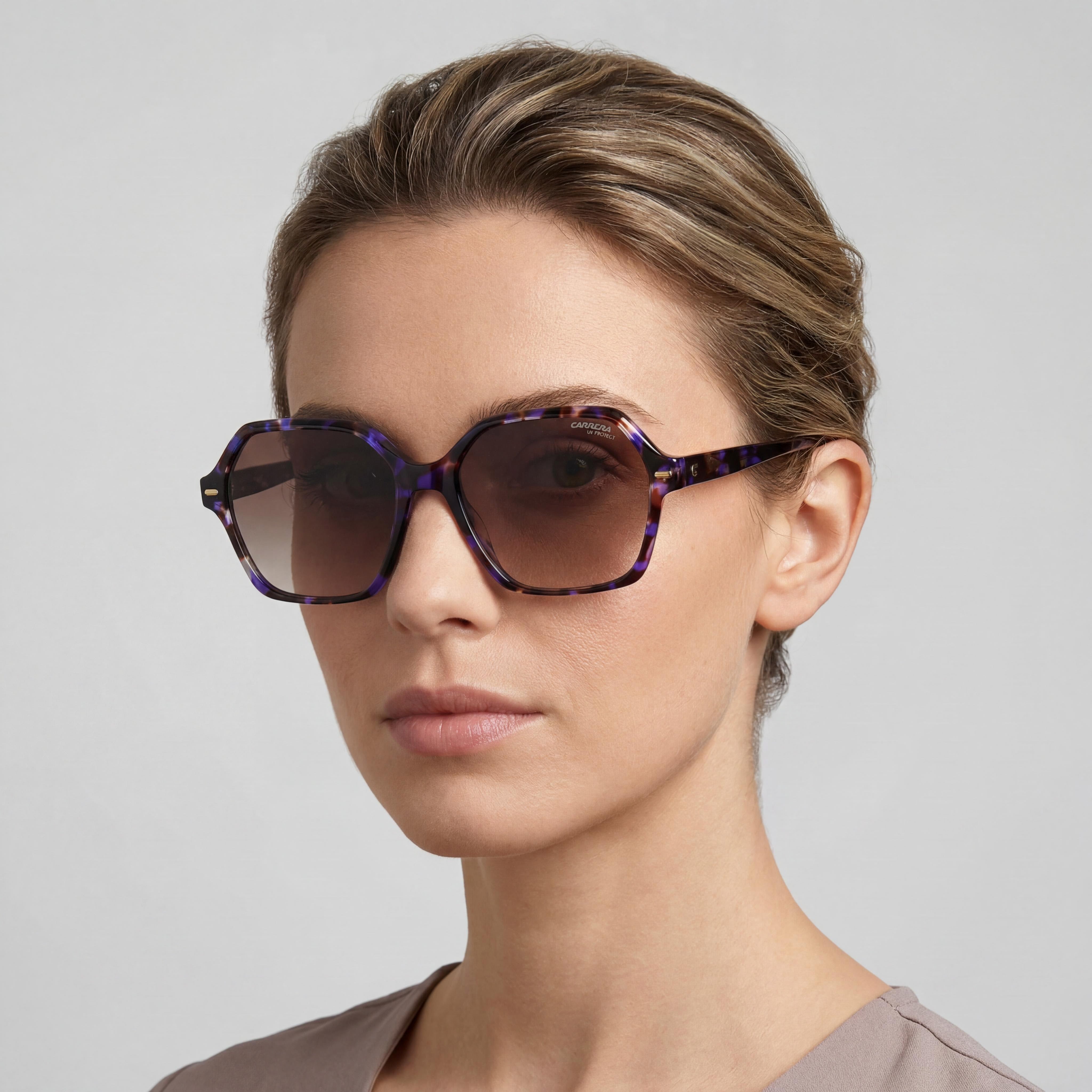 Gafas de sol Carrera 3026/S para mujer, montura violeta Habana, lentes marrones degradadas, acero inoxidable, protección UV del 100 %, 56 mm, Photo 5