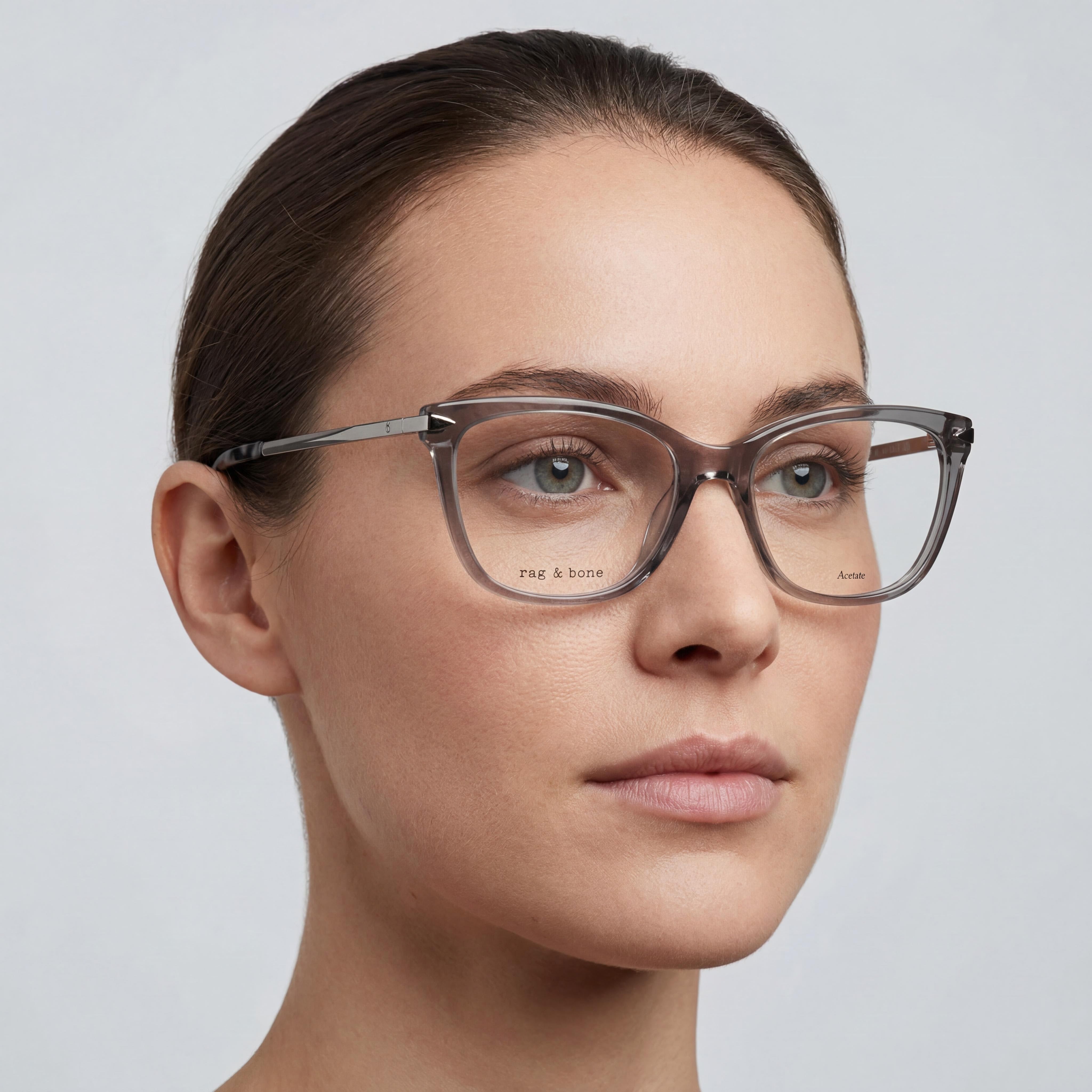rag & bone Casual RNB3010 Women's Grey Acetate Frame Transparent Lenses Eyeglasses 52mm Lens Width 15mm Bridge 140mm Temple, Photo 4