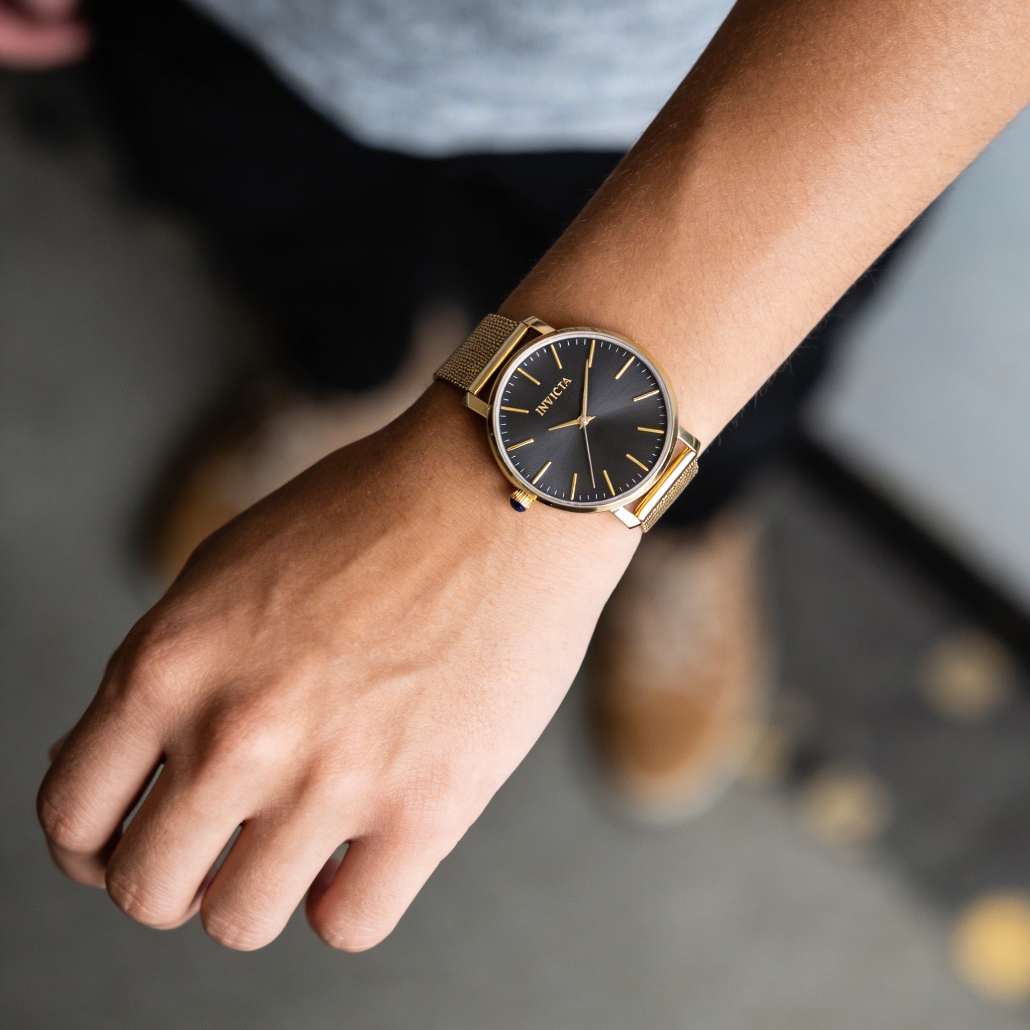 Reloj unisex Invicta Angel Collection 48845 de acero inoxidable dorado con esfera gris y pulsera de cuarzo de 38 mm, Photo 2