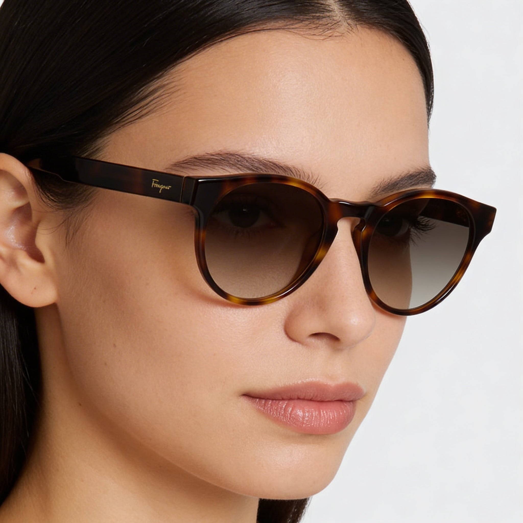 Gafas de sol Ferragamo Classic SF1068S redondas de plástico carey para mujer, con lentes marrones degradadas 100% UV no polarizadas de 52 mm, Photo 4