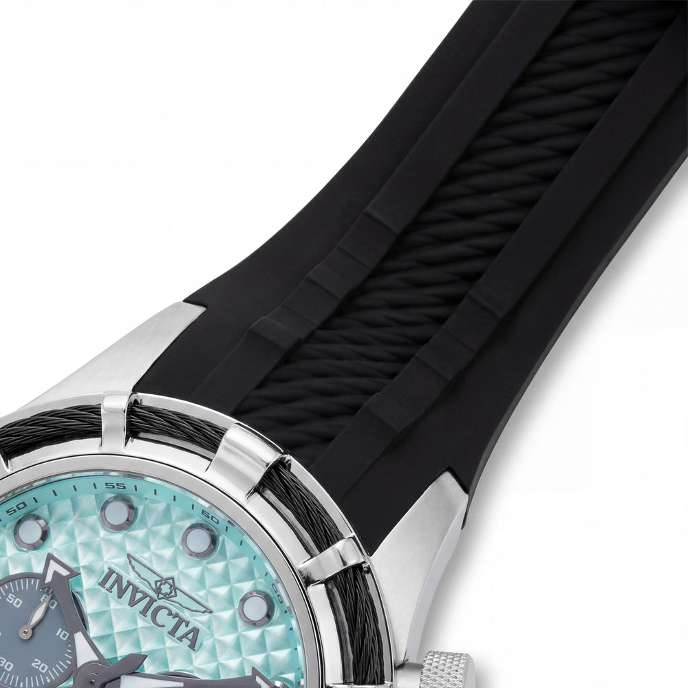 Invicta Bolt 49164 Cronógrafo de cuarzo para hombre, caja plateada, esfera azul, correa de silicona, 50 mm, resistente al agua 20 ATM