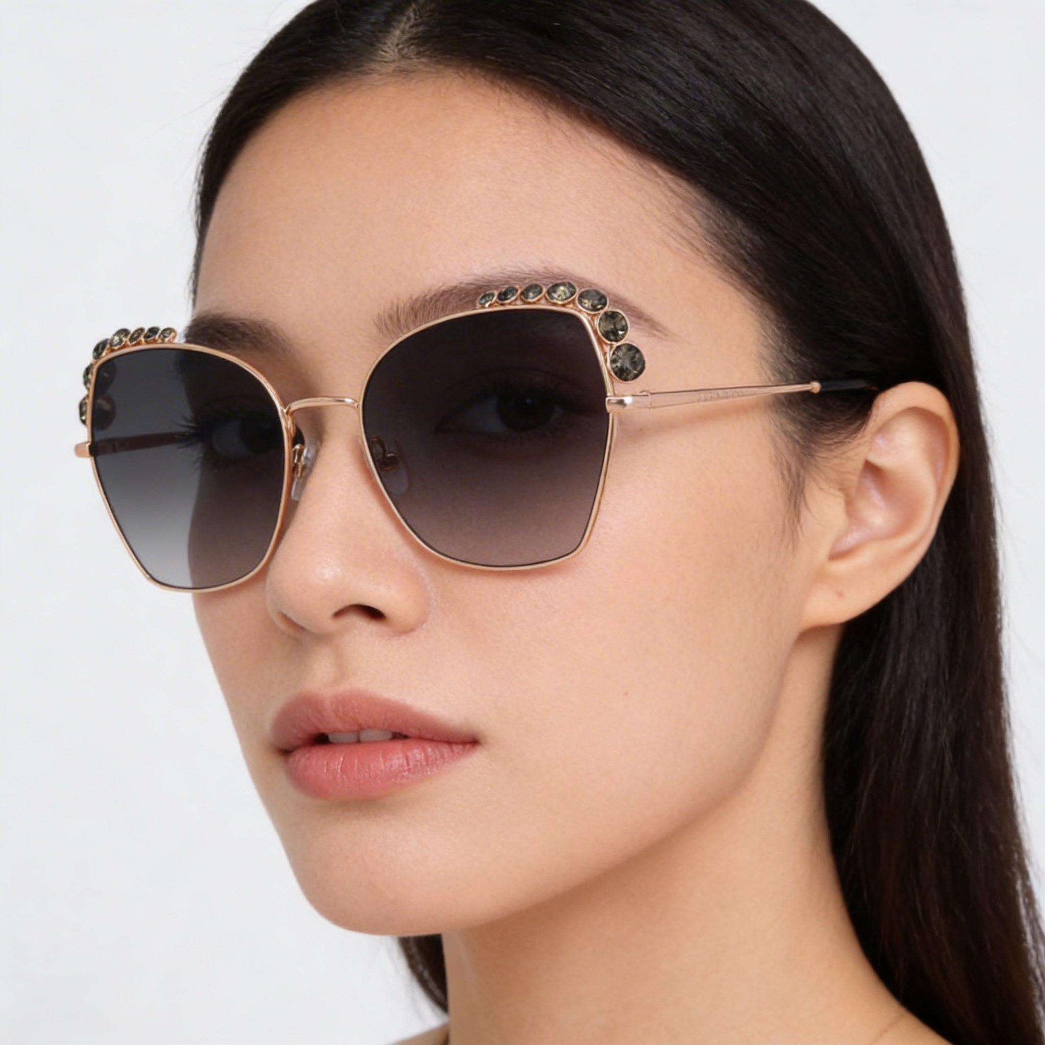 Carolina Herrera Casual para mujer Plástico Oro Rosado Armazón degradado gris Lentes grises con protección UV de 59 mm, Photo 4