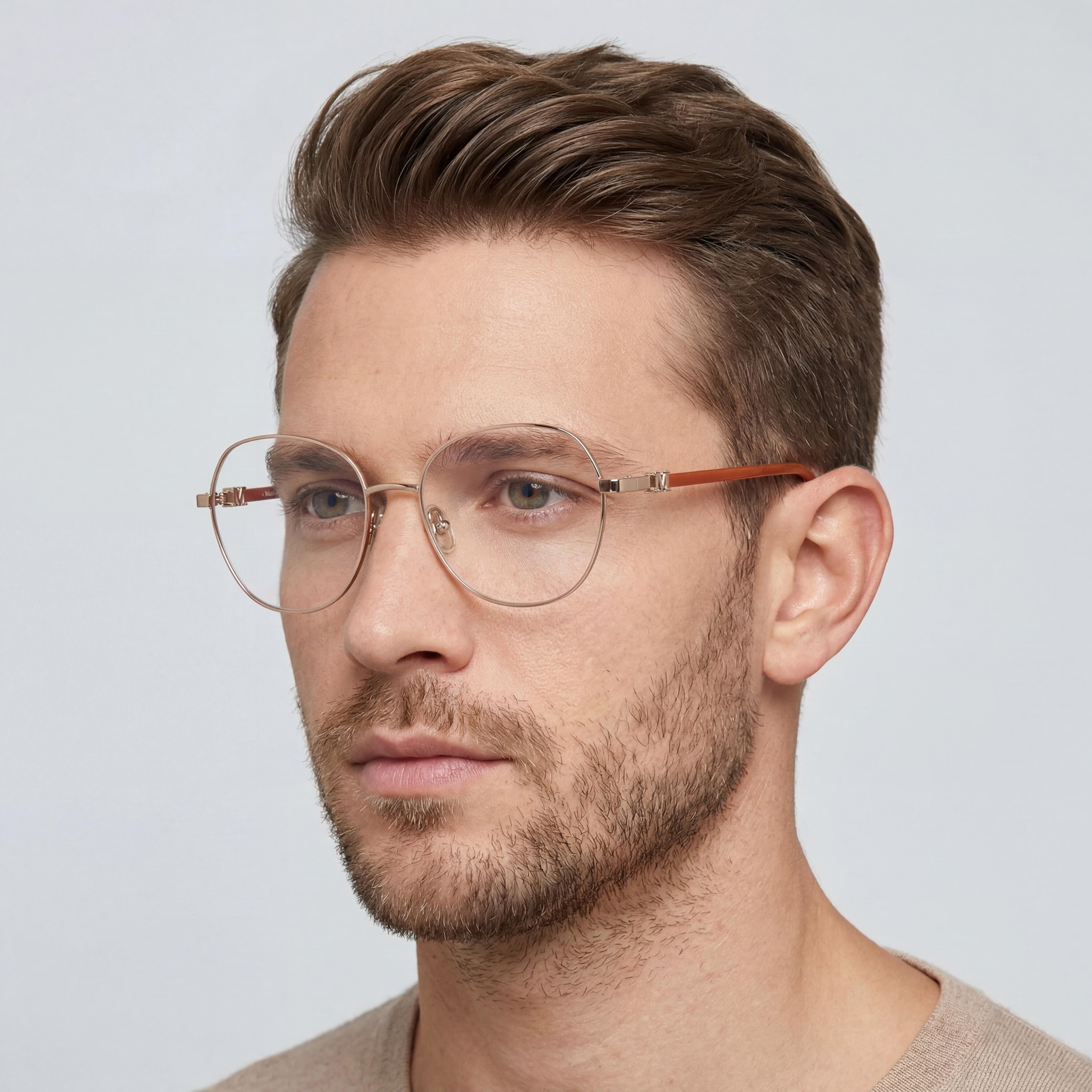 MaxMara Mm5034 Men's Rose Gold Metal Ophthalmic Eyewear 54-17-140, Photo 4