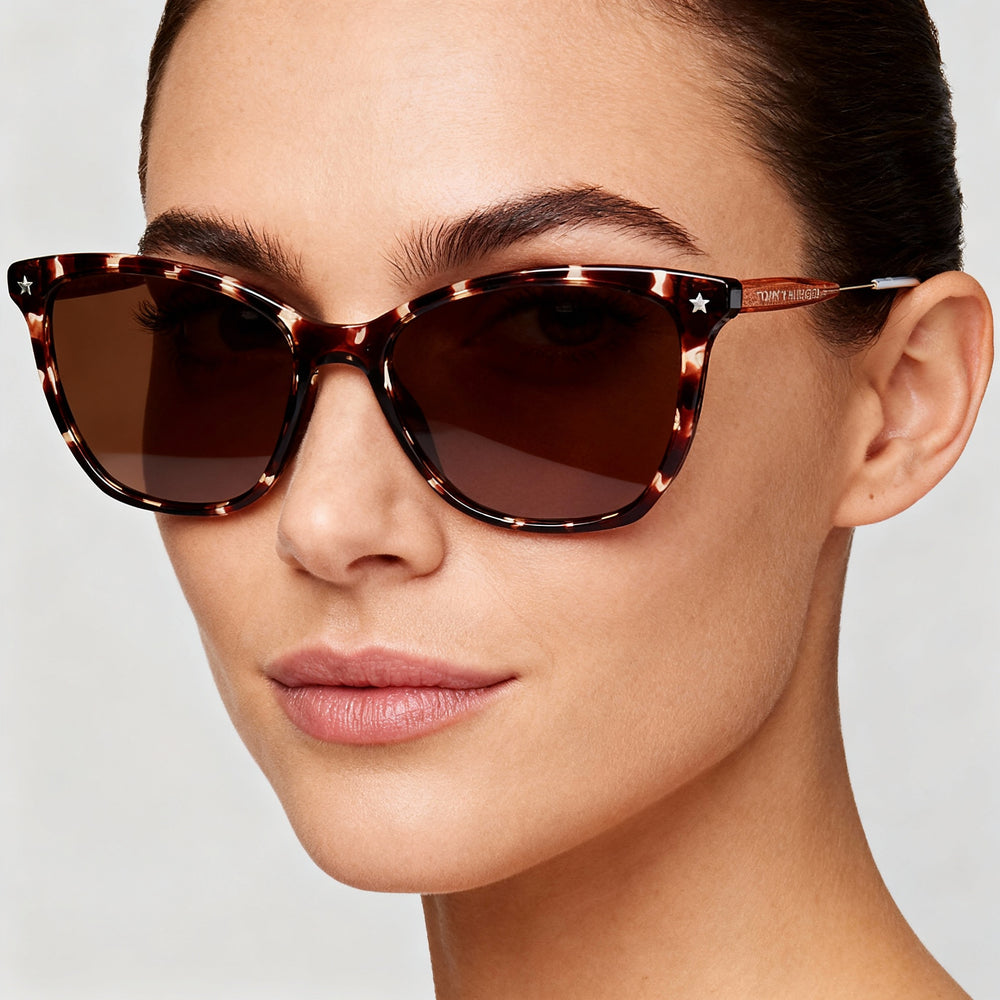 Tommy Hilfiger TH 1647/S Women's Dark Havana Polyamide Cat Eye Sunglasses, Brown Polycarbonate Lenses 54mm