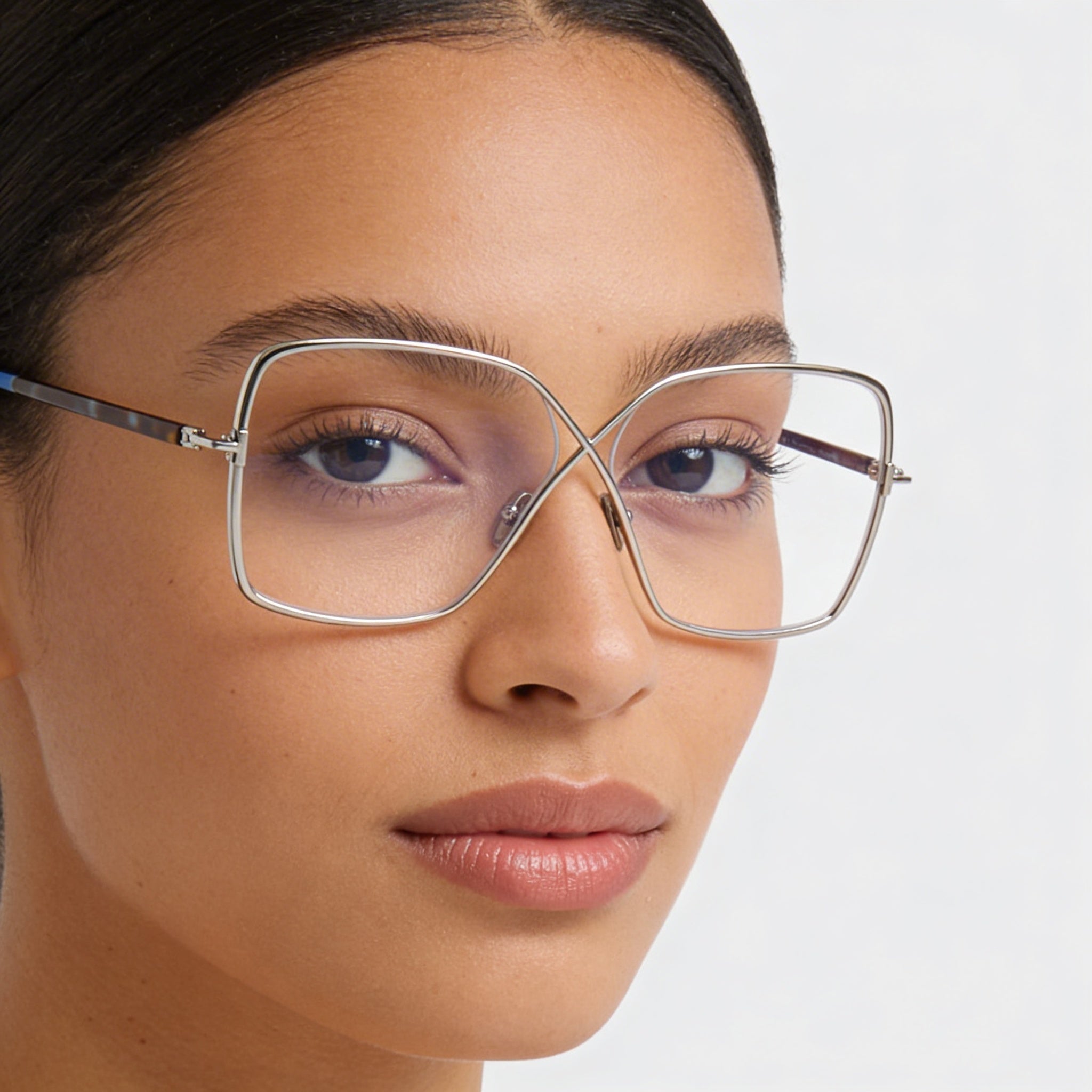 Tom Ford Ft5841-b Women's Shiny Palladium Metal Blue-Light Block Polycarbonate Eyeglasses 59mm, Photo 4