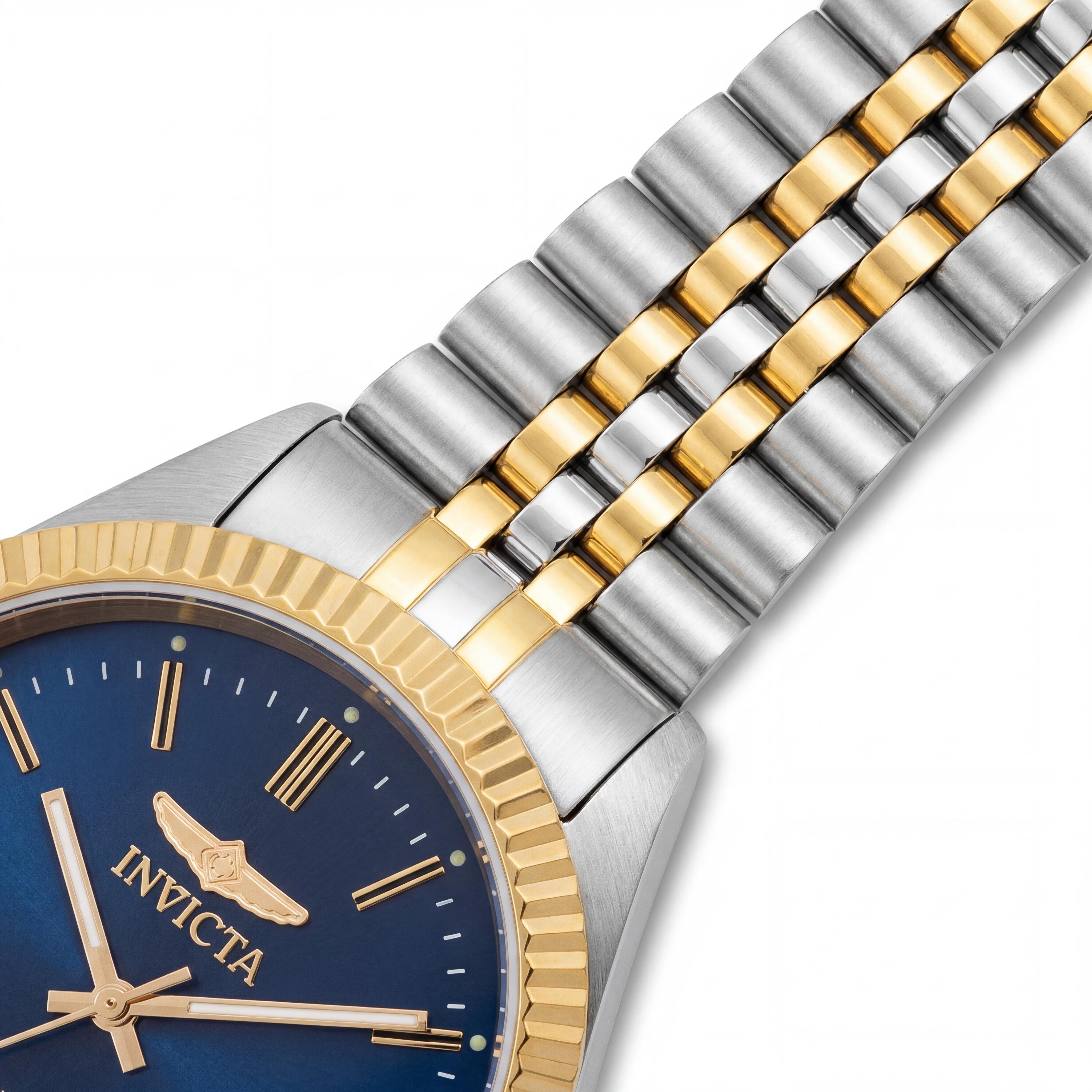 Invicta Specialty 49316 Reloj de cuarzo unisex con brazalete de acero inoxidable en tonos plateados y dorados, esfera azul, 43 mm, Photo 3