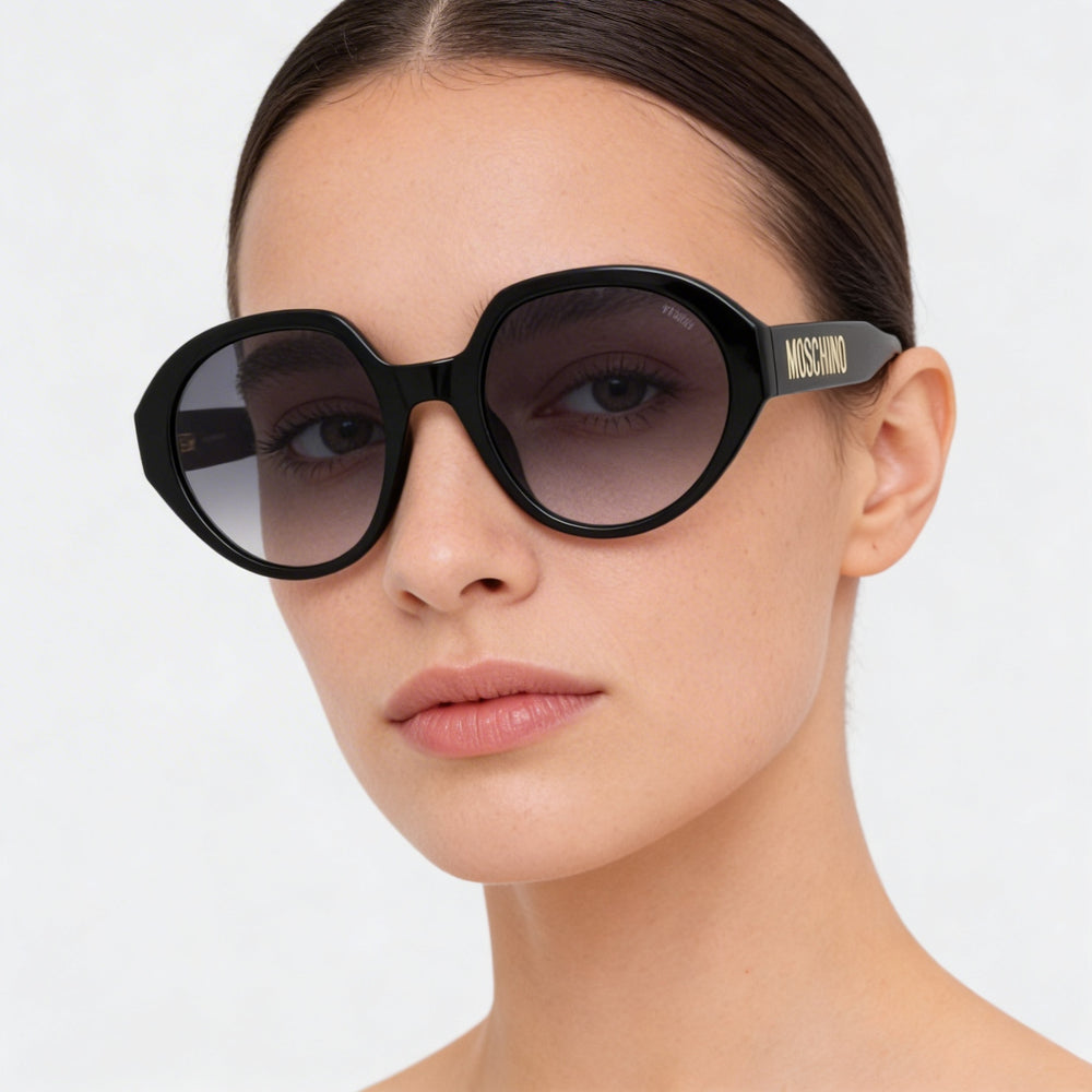 Gafas de sol Moschino Mos126/S para mujer, de acetato, montura negra gris oscuro degradado, lentes gris oscuro degradado, protección UV 53 mm