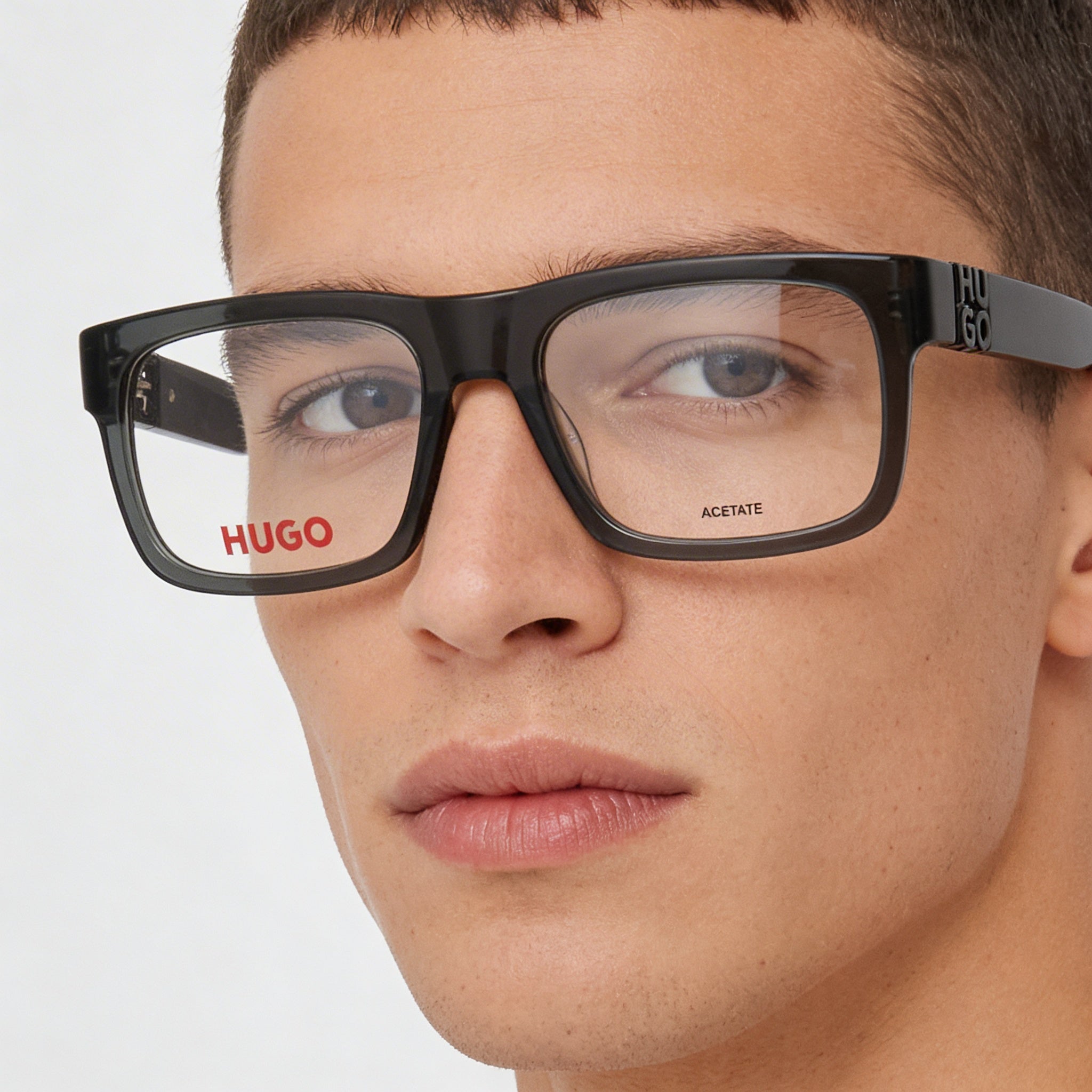 Montura de gafas rectangular para hombre Hugo Boss de la colección HUGO RECTANGULAR, modelo Hg 1257, acetato verde, 54 mm, Photo 4