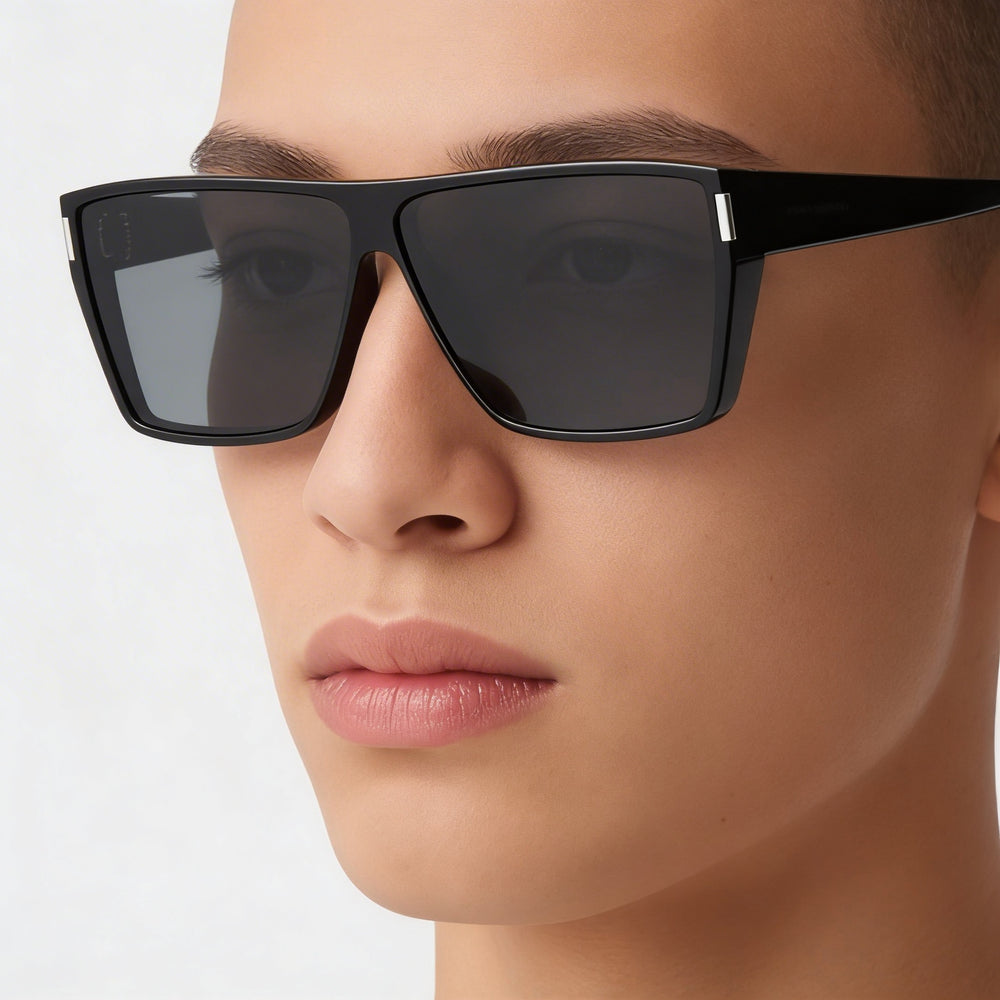 Gafas de sol unisex Yves Saint Laurent SL 756 001 de plástico negro, cuadradas, no polarizadas, 100 % protección UV, 64 mm