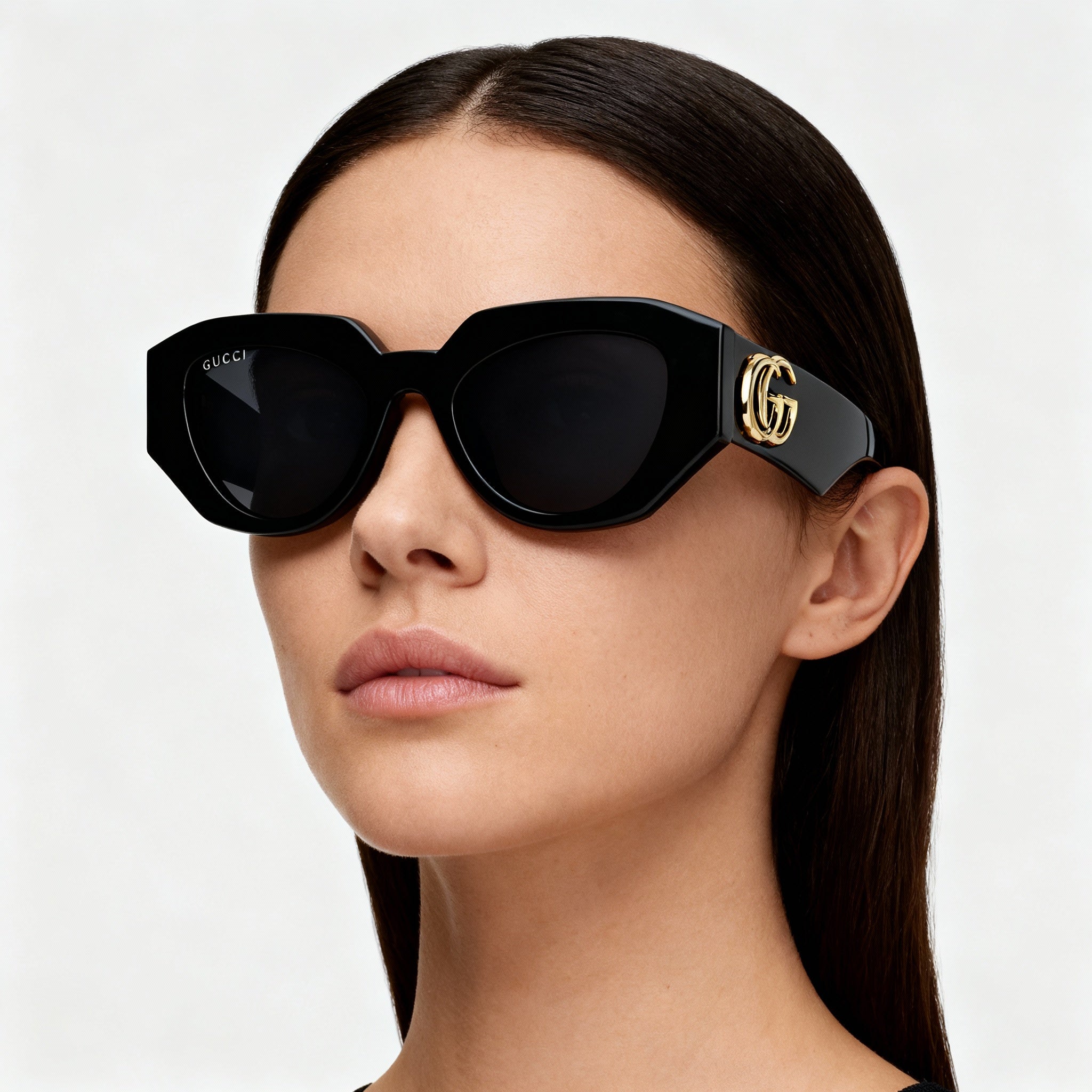 Gucci GG1421S-001 Women's Black Acetate Cateye Non-Polarized Sunglasses with Grey Lenses Size 51mm, Photo 4