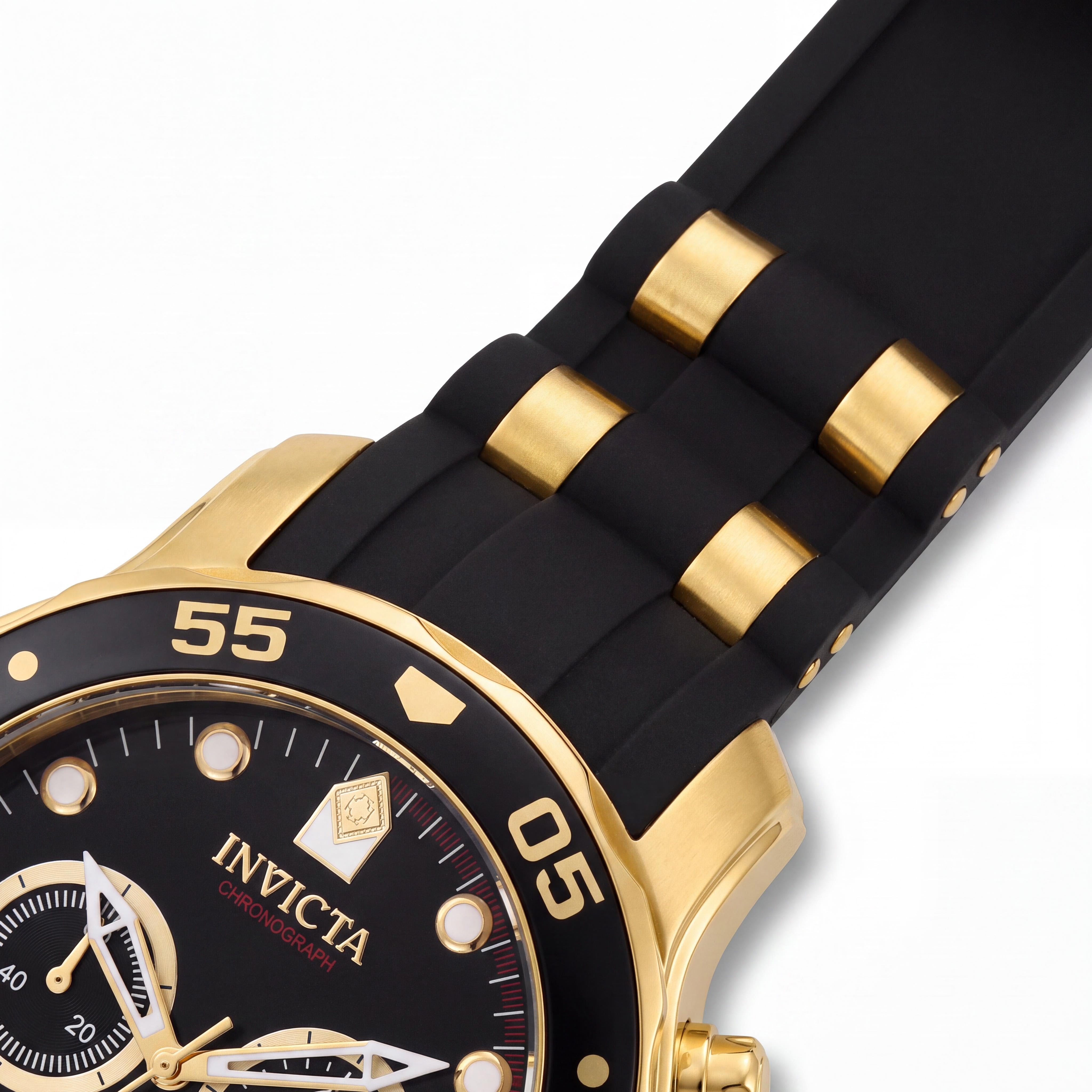 Invicta Men's Diver Chronograph Luminous Gold-Plated Stainless Steel 48mm Watch, Black Dial, Photo 2
