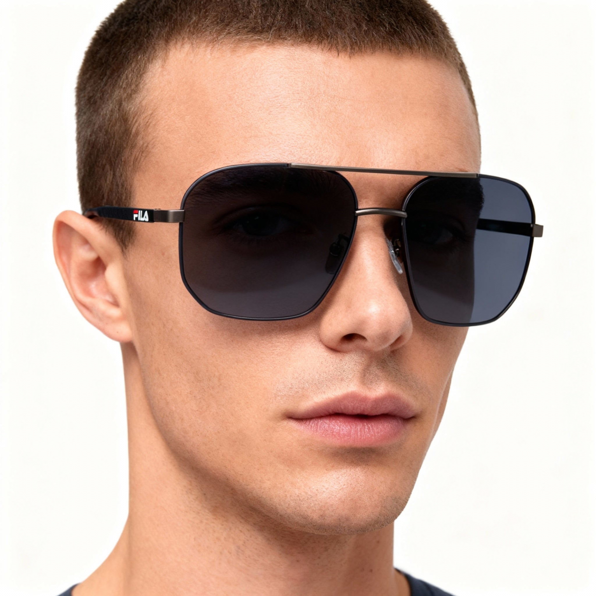 Fila Sfi300 Men's Metal Non-Polarized Sunglasses, Gunmetal Blue Frame, Blue Gradient Lens 58mm, Photo 4