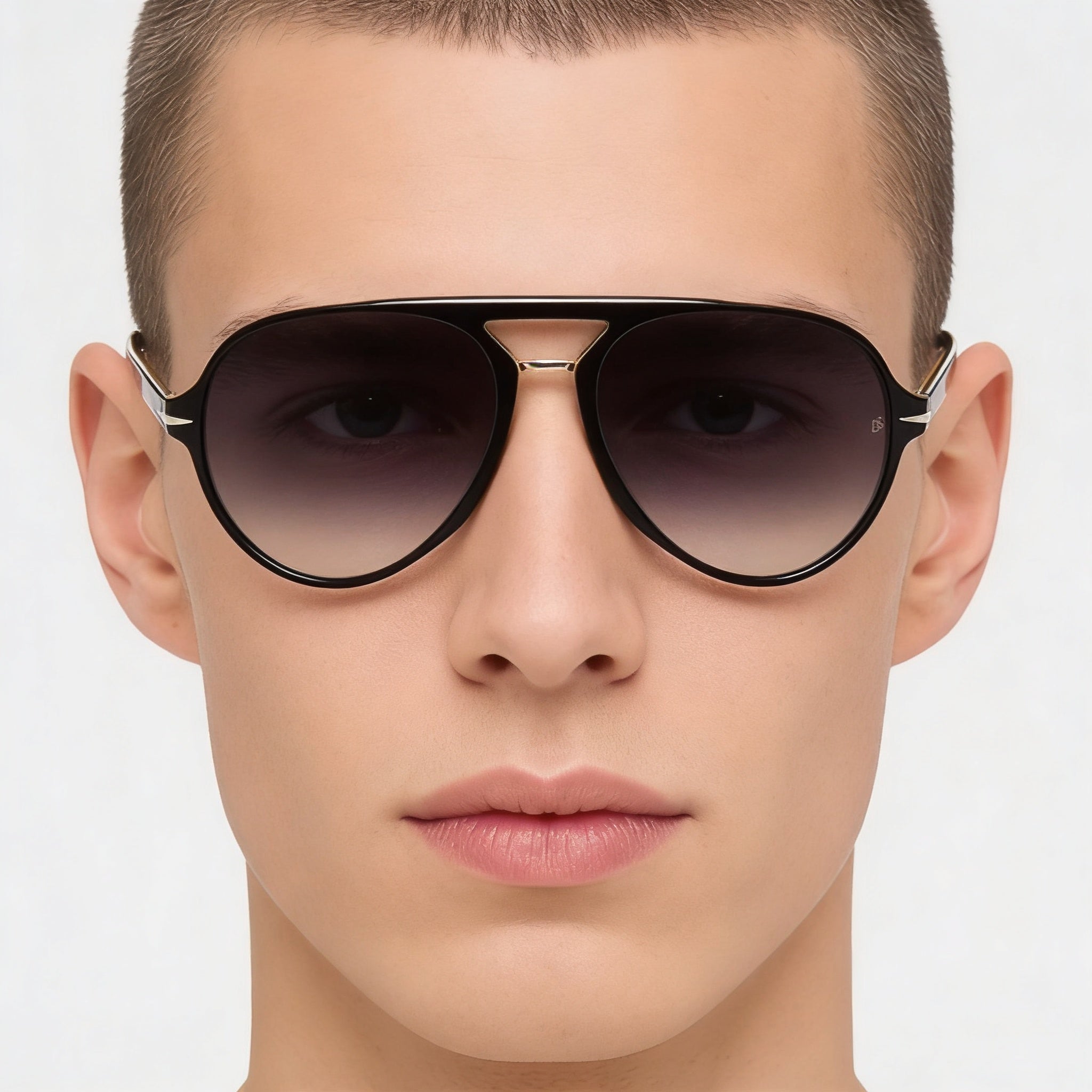 David Beckham Db 7005/S Unisex Aviator Black Plastic Sunglasses Dark Grey Shaded UV Protection Lenses 57mm, Photo 4