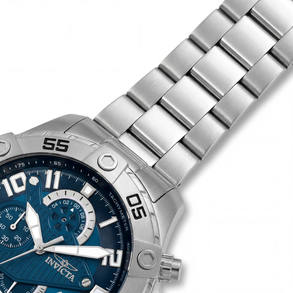 Invicta S1 Rally 26094 Reloj cronógrafo unisex de acero inoxidable tono plateado con esfera azul 48mm