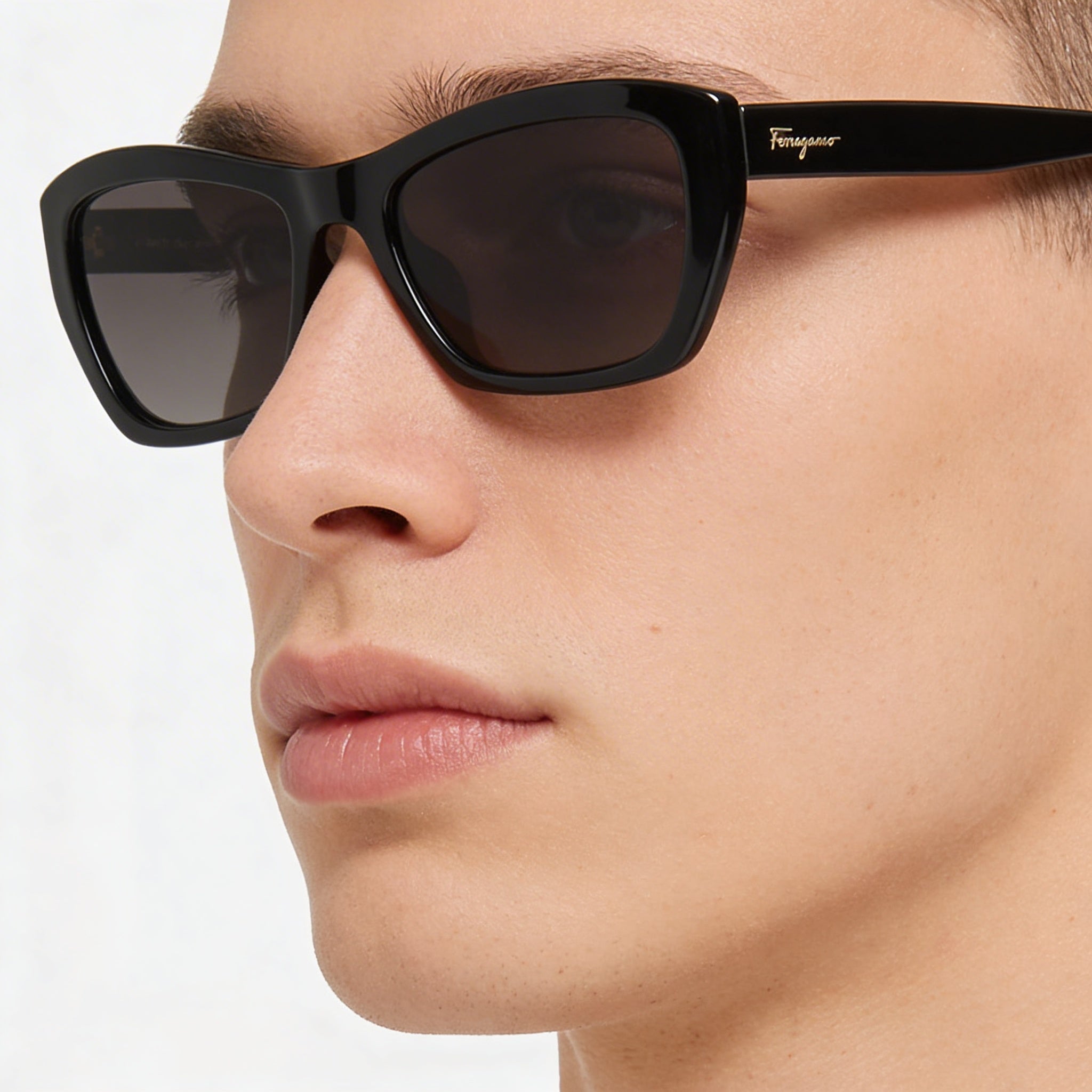 Salvatore Ferragamo SF958S Unisex Rectangular Black Plastic Frame Grey Lenses 55mm 100% UV Sunglasses, Photo 5