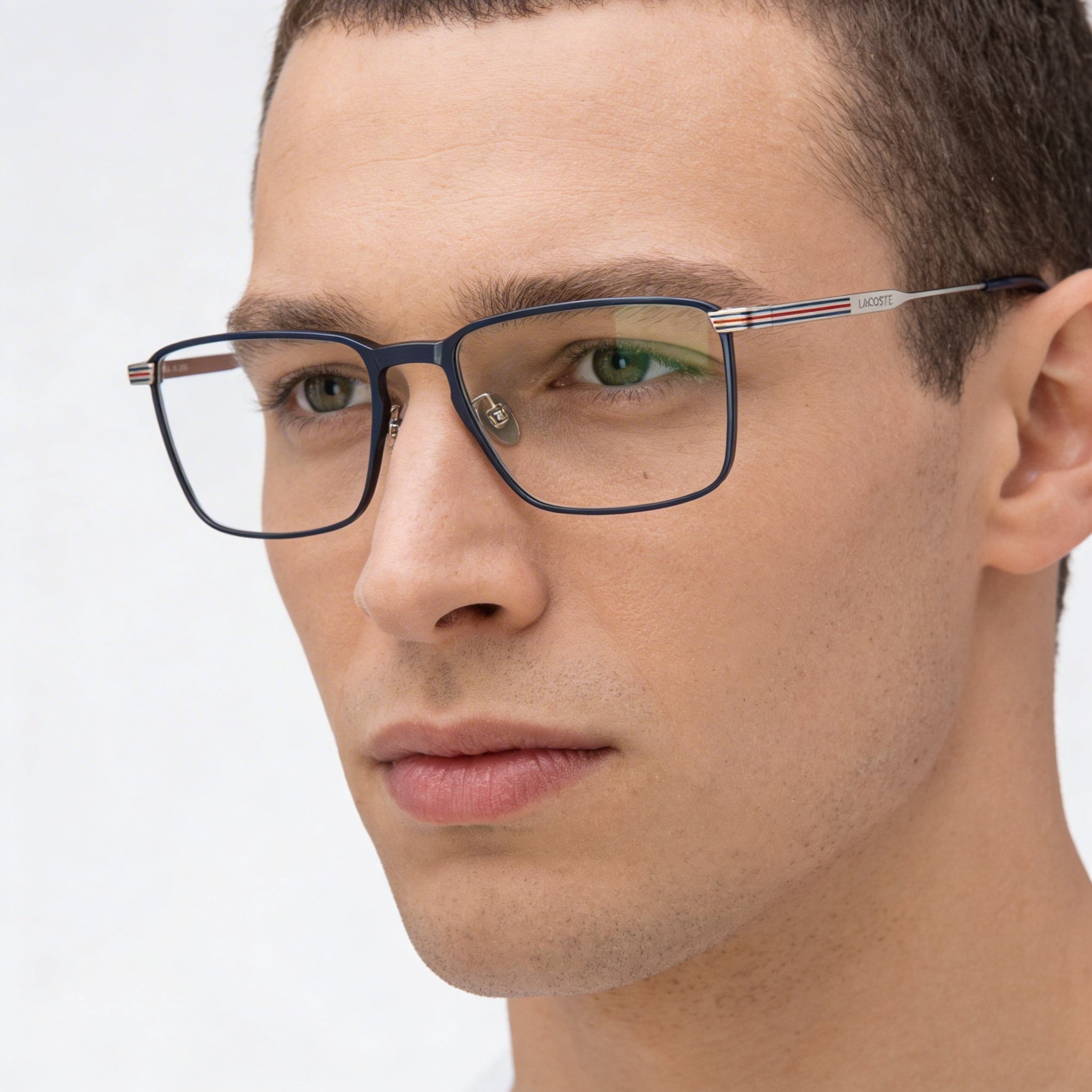 Lacoste Casual Men's Semimatte Blue Ophthalmic Eyeglass Frames with Transparent Plastic Lenses 54mm, Photo 3