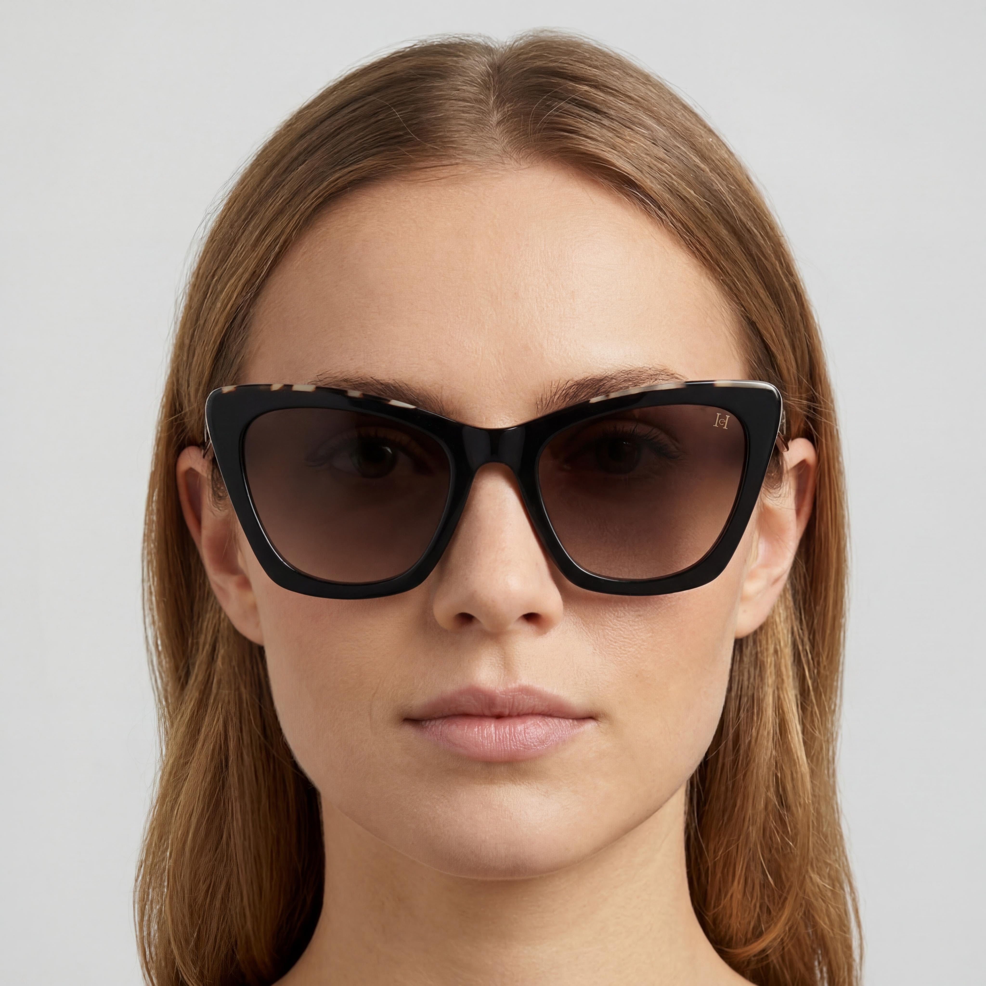 Gafas de sol Carolina Herrera para mujer, de acetato negro Habana, no polarizadas, con protección UV del 100%, 55 mm, Photo 4