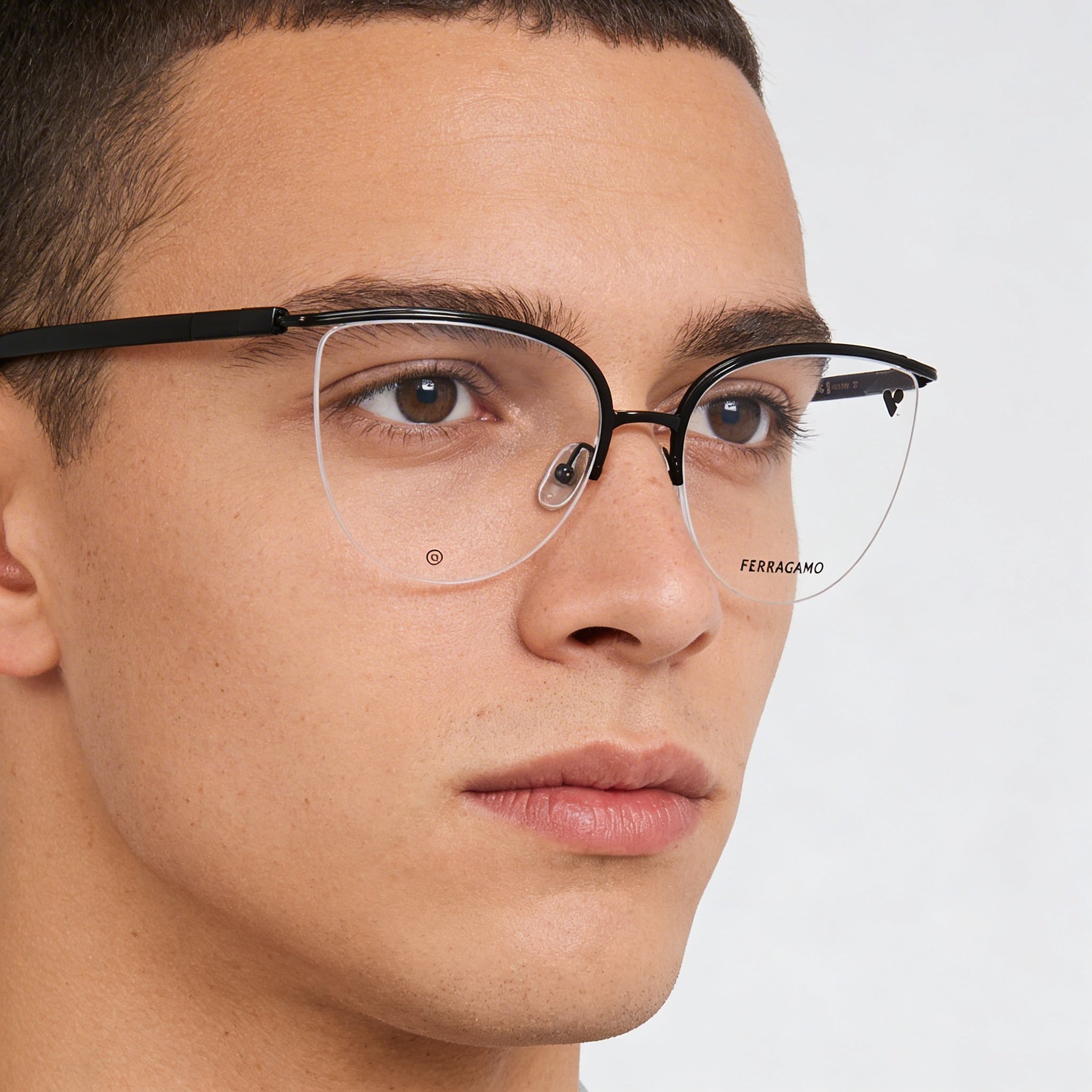 Monturas para gafas ópticas Salvatore Ferragamo SF2227 para hombre con marco de metal negro y ancho de lente de 56 mm, Photo 4
