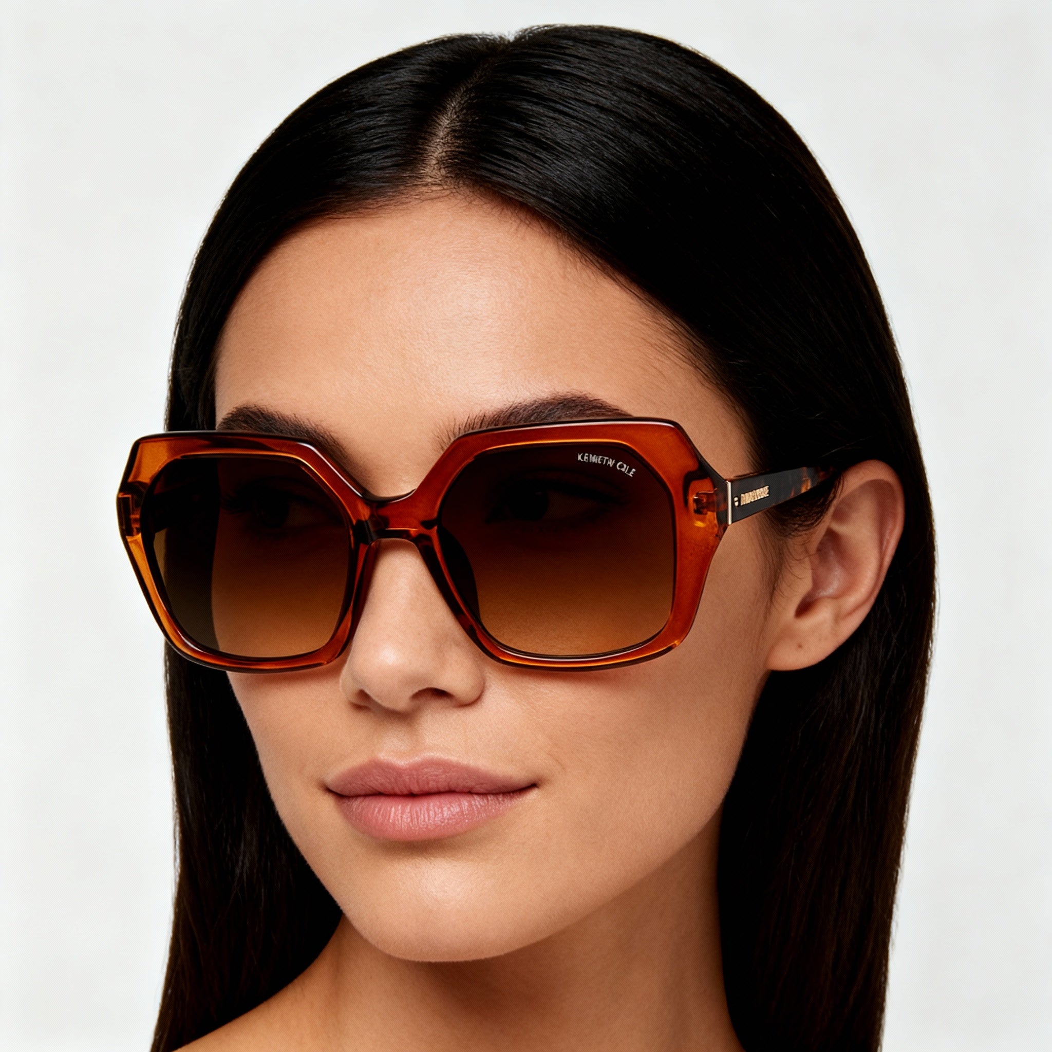 Kenneth Cole New York Kc5748f Women's Sunglasses, Shiny Dark Brown Plastic, Gradient Brown Non-Polarized UV, 57-17-135, Photo 4